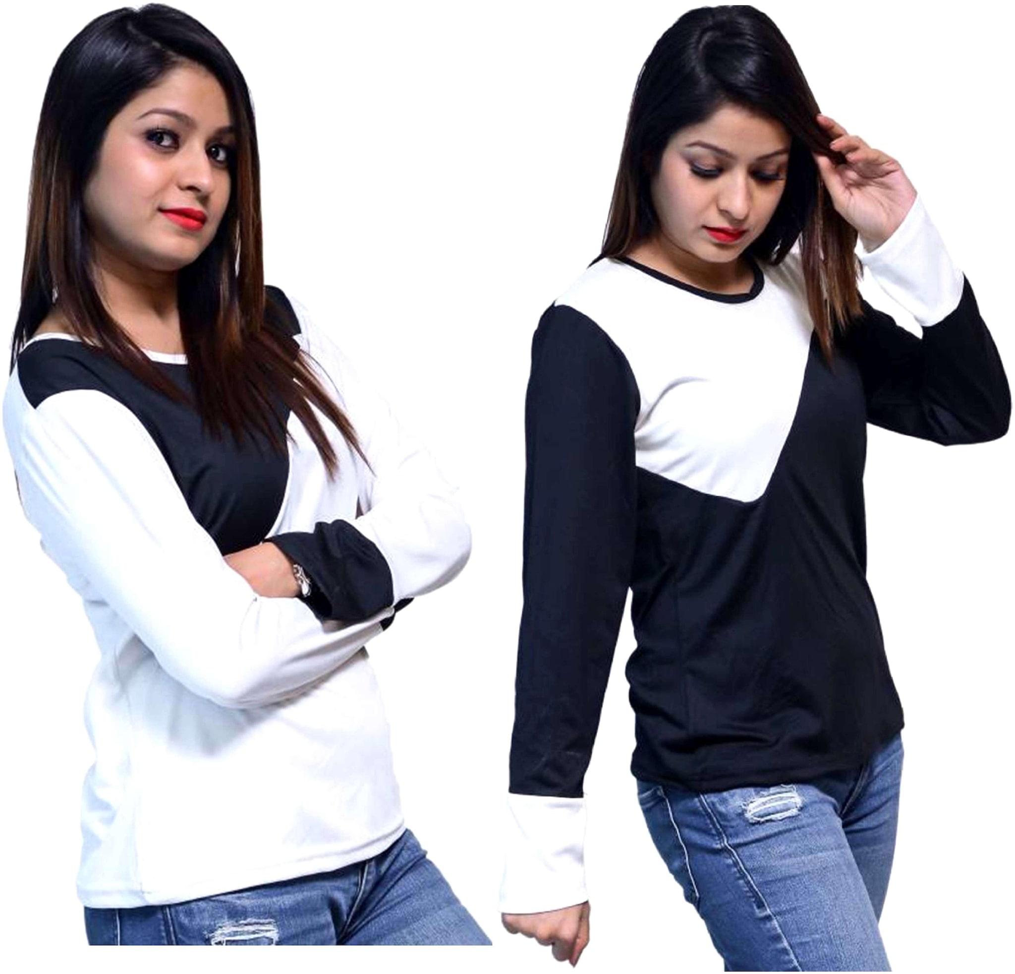 

NICE QUEEN Women Multi Regular fit Round neck Cotton T shirt
