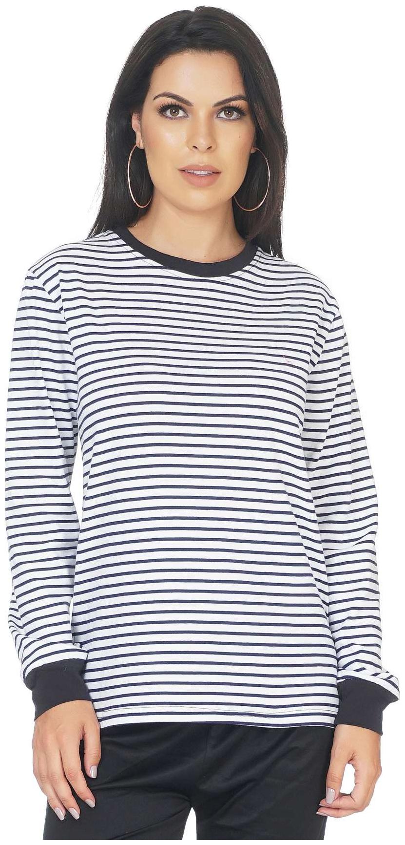 

Nice Queen Multicolor Striped Full Sleeve Round Neck Casual T-Shirt for Girl s and Women s