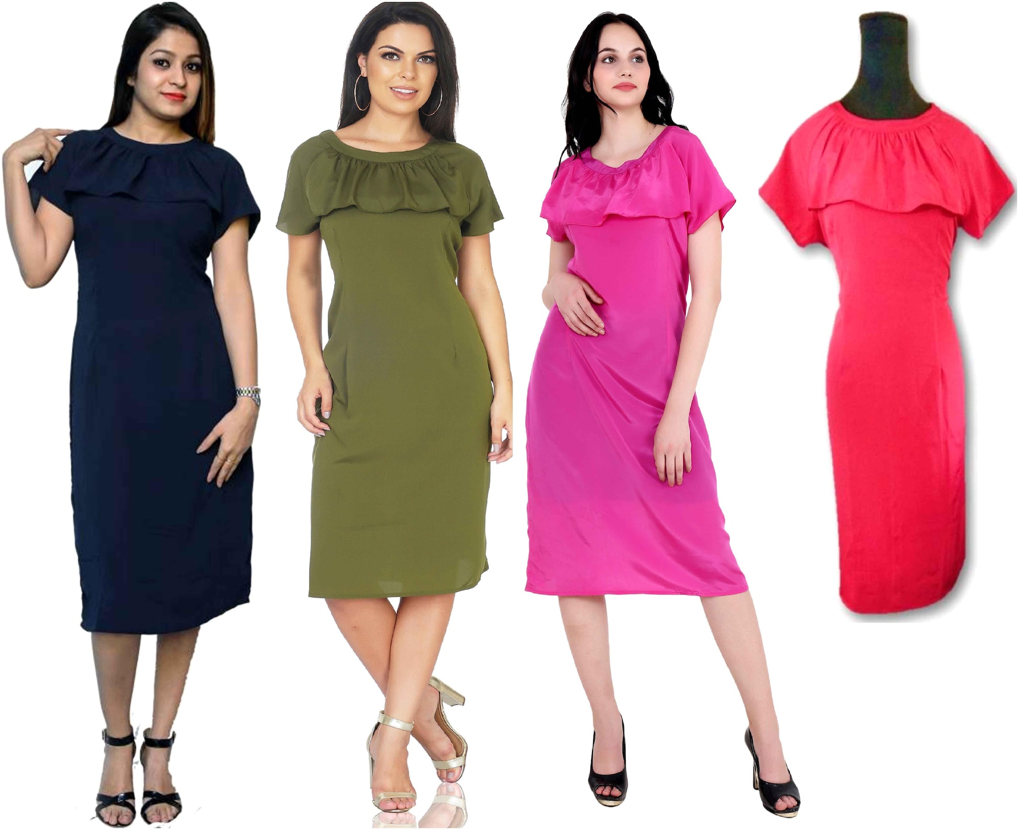 

NICE QUEEN Multi Solid A-line dress