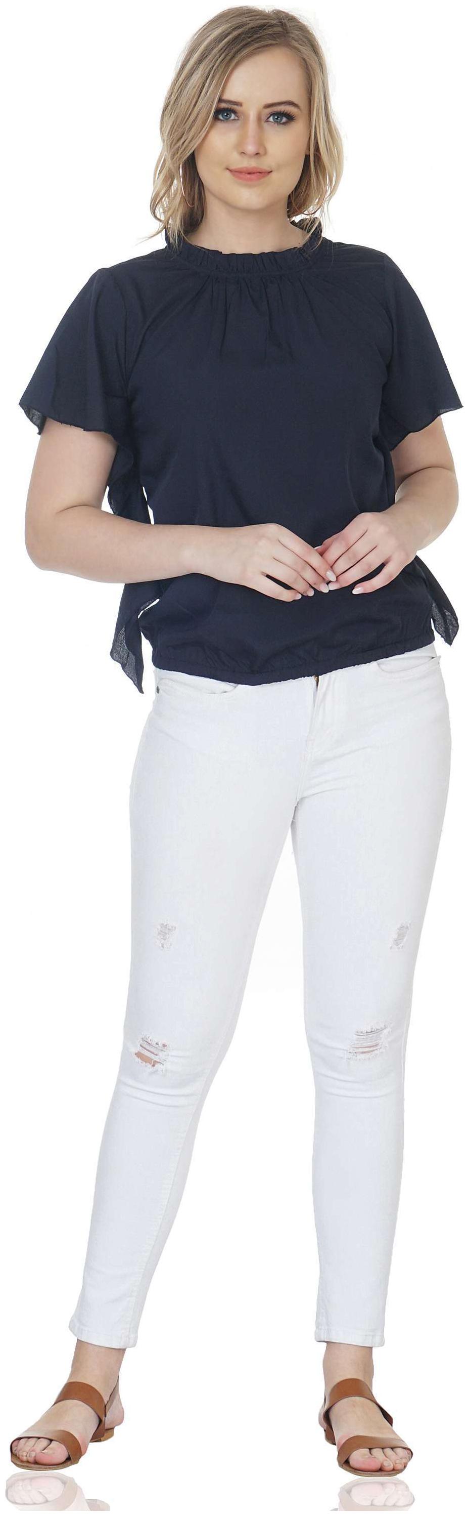

NICE QUEEN Women Solid Regular top - Blue