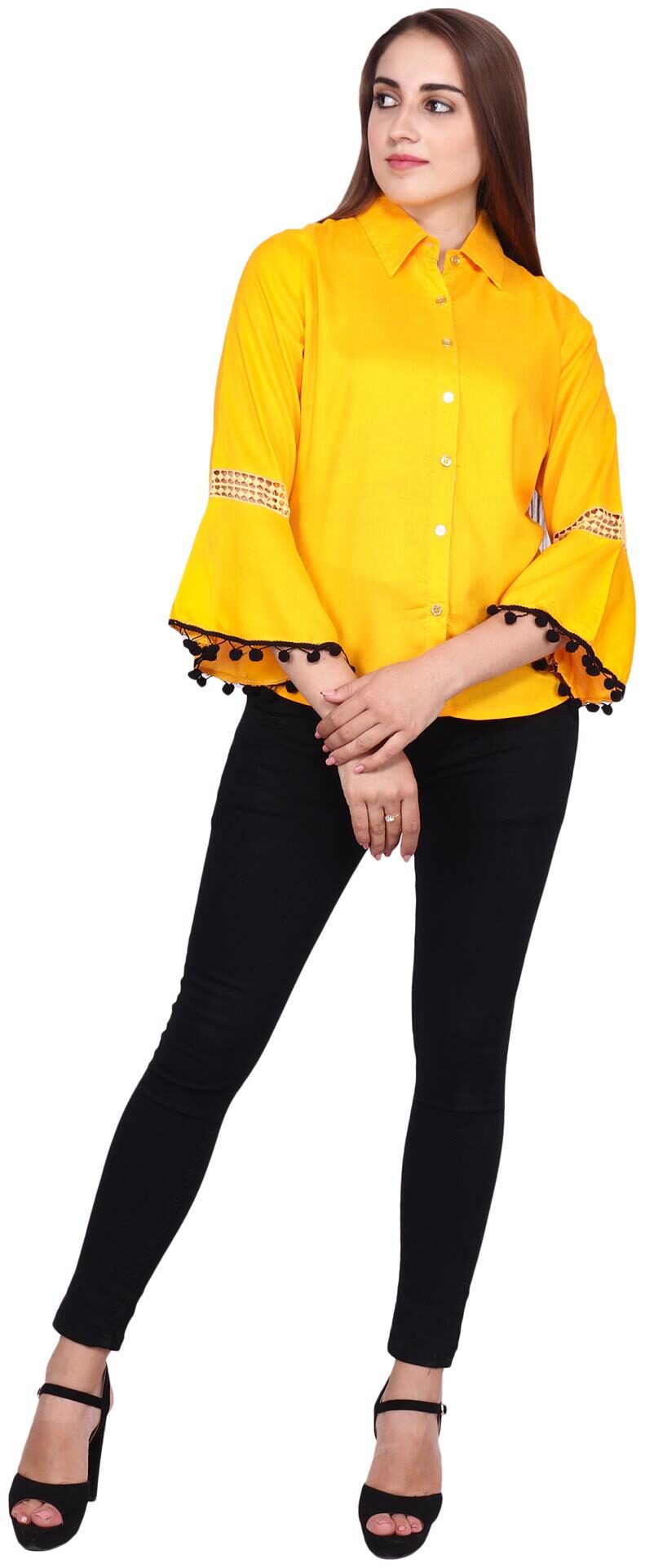 

NICE QUEEN Women Solid Regular top - Yellow