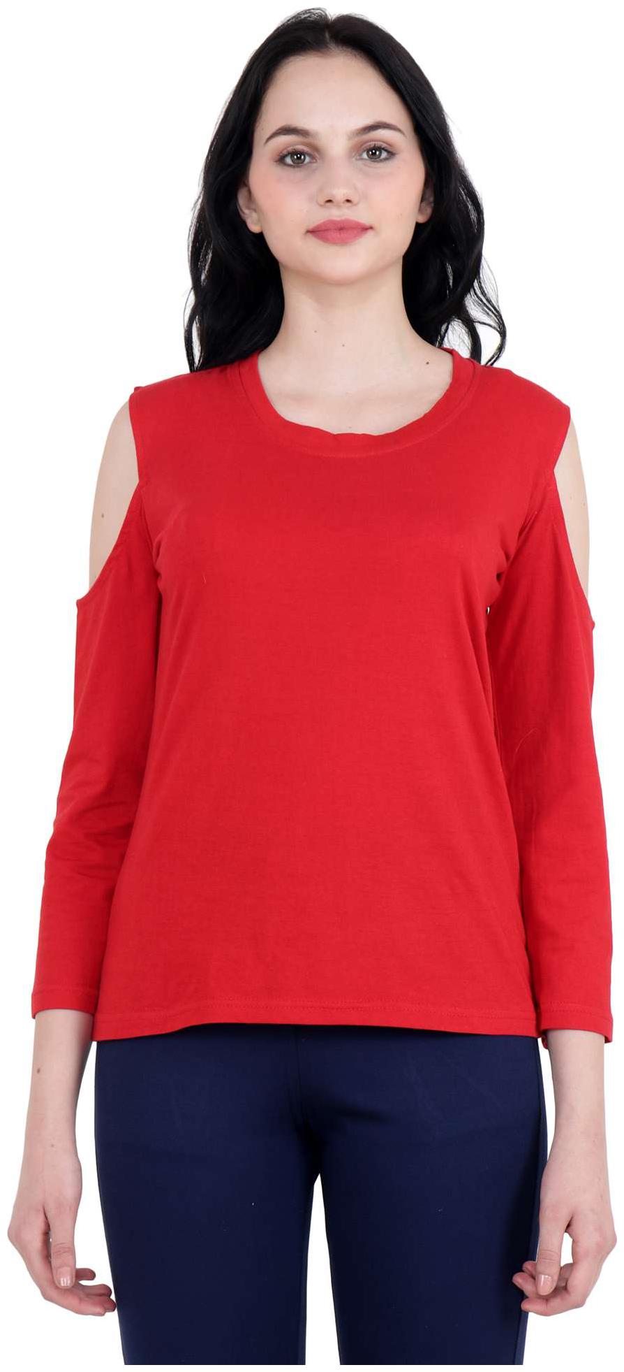

Nice Queen Red Color 3 4 Sleeve U neck Casual Top for Girl s and Women s