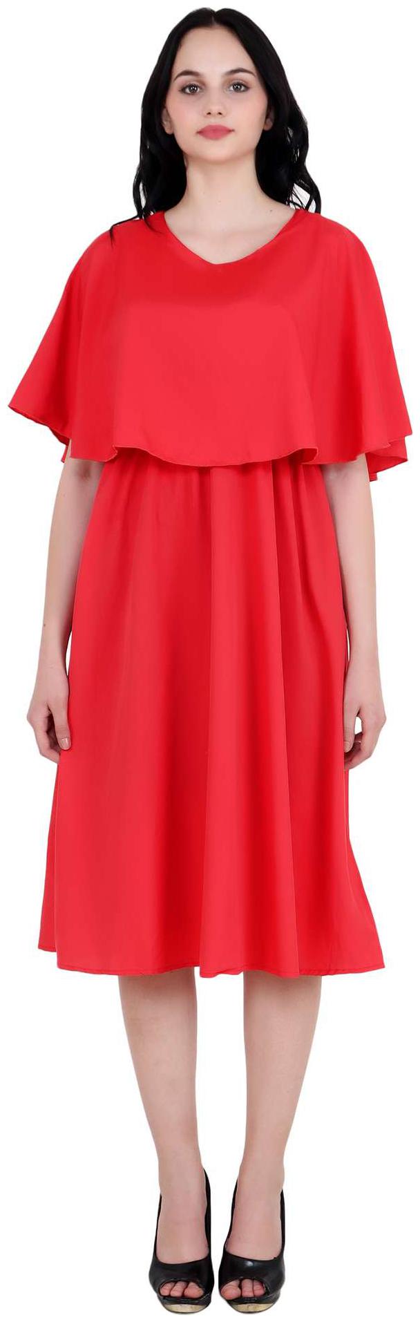 

NICE QUEEN Red Printed Wrap dress