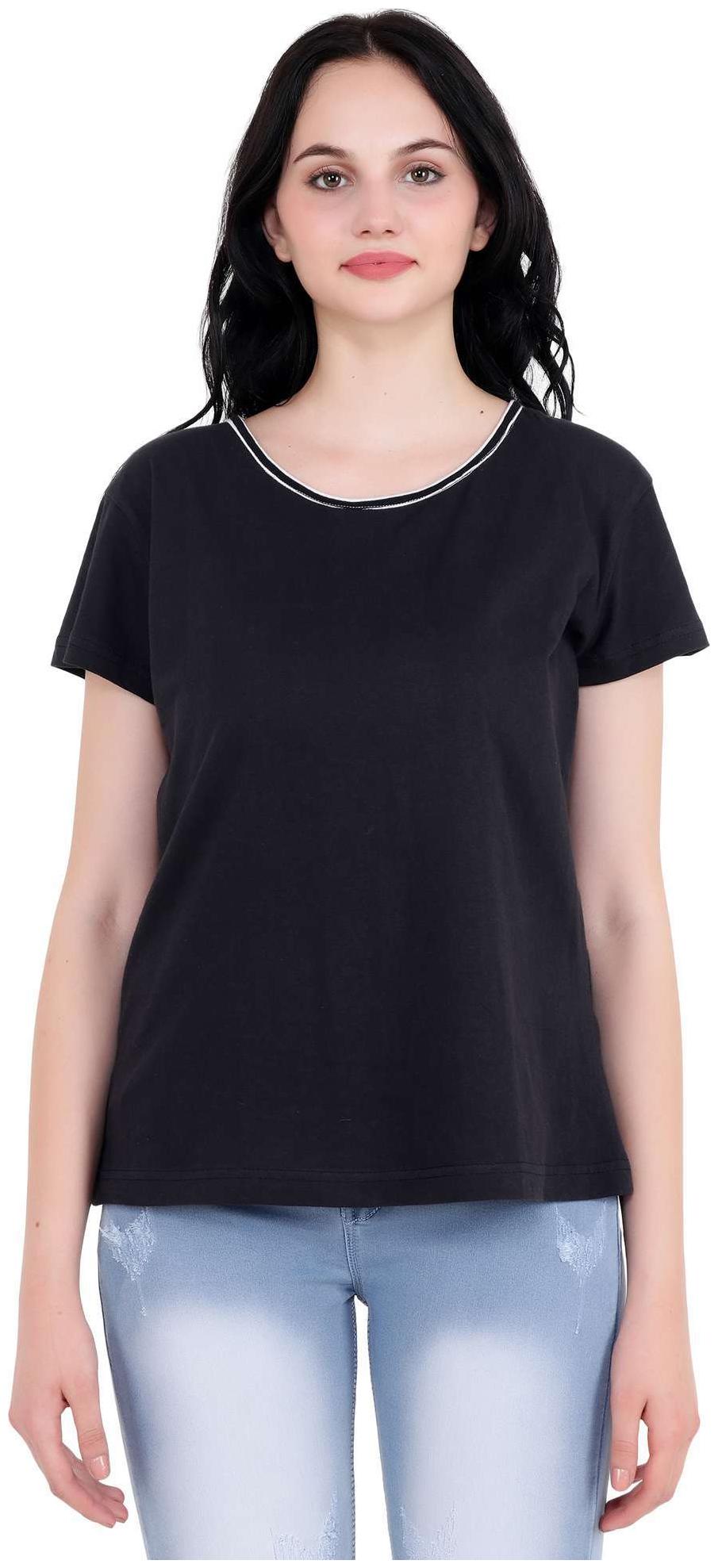

NICE QUEEN Women Black Regular fit Round neck Polyester Tank top