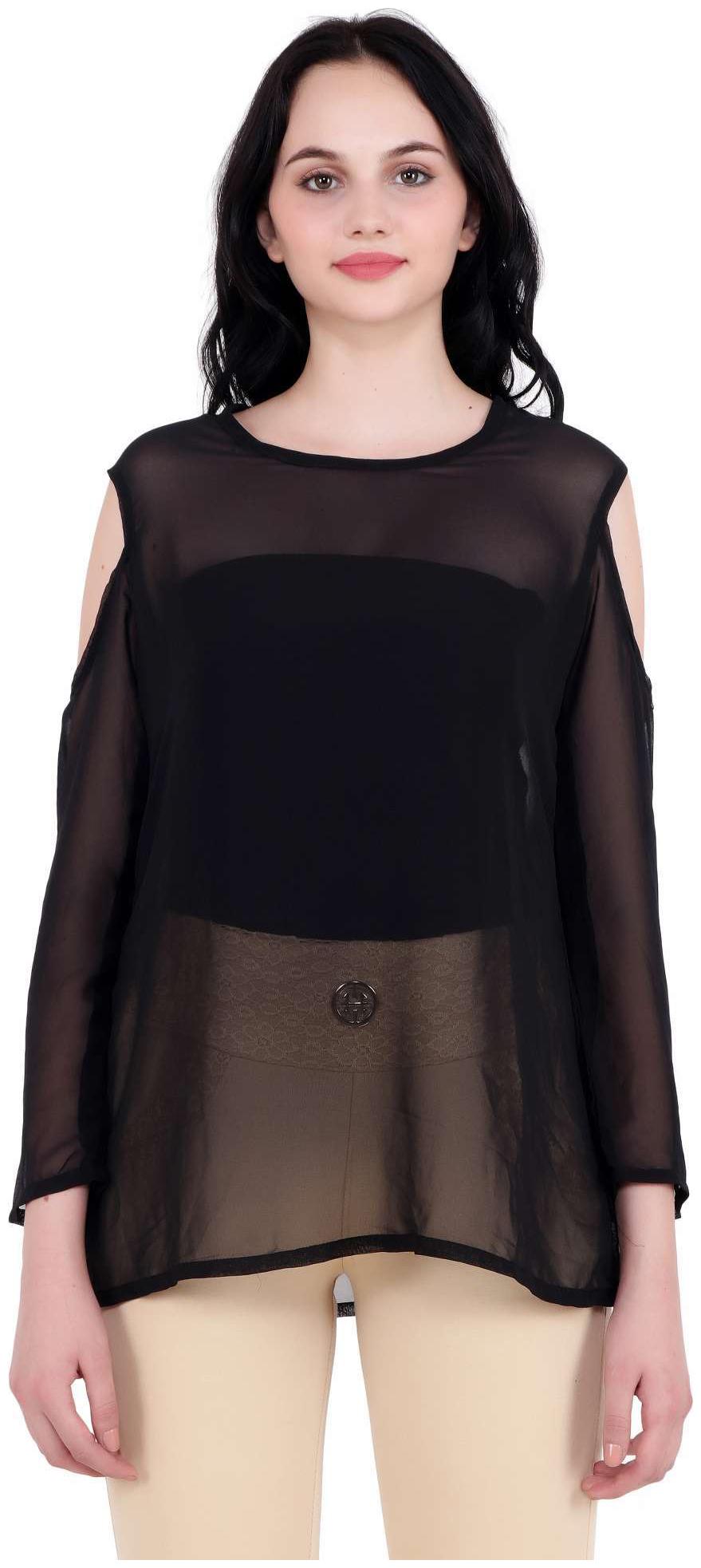 

Nice Queen U Neck 3 4 Sleeve Black Color Casual Top for Girl s and Women s