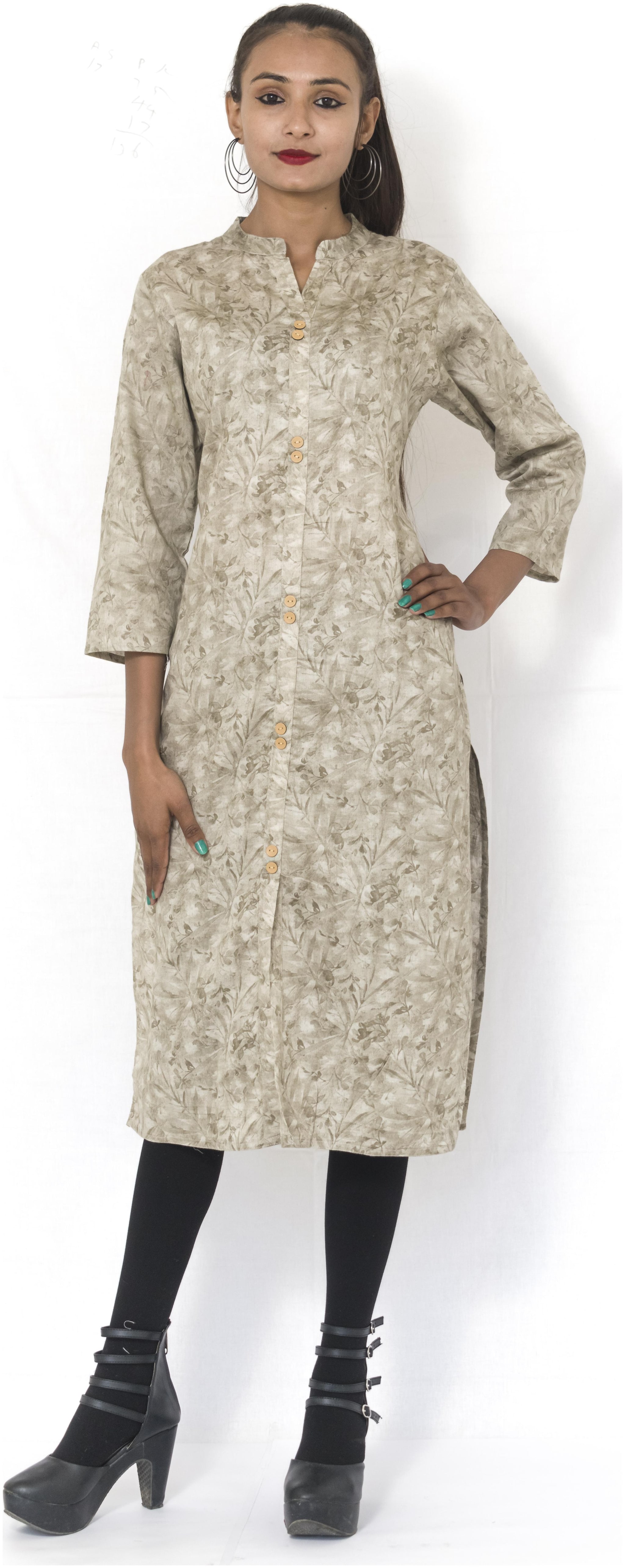 

Nikhilam-Cotton Satin-Jaipuri Print-Straight casual kurti with Three slit cut