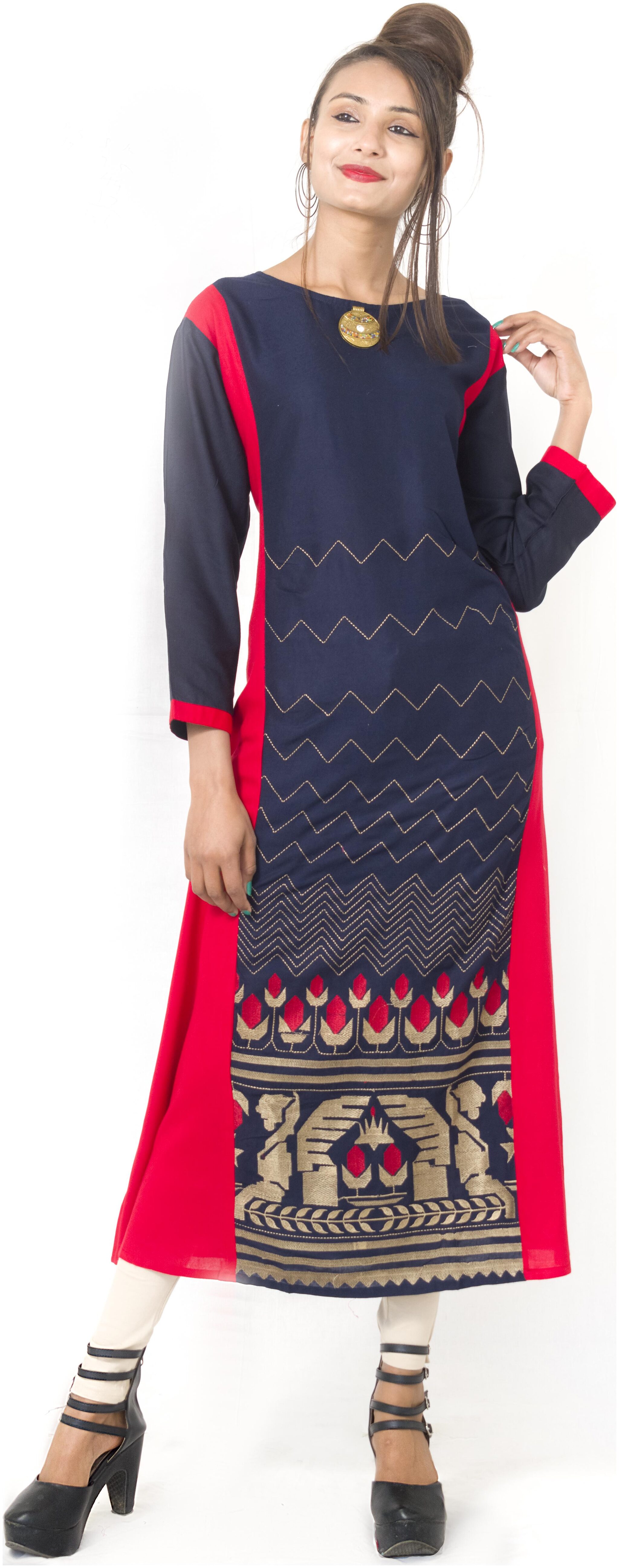 

NIKHILAM Women Navy Blue Embroidered Anarkali Kurta