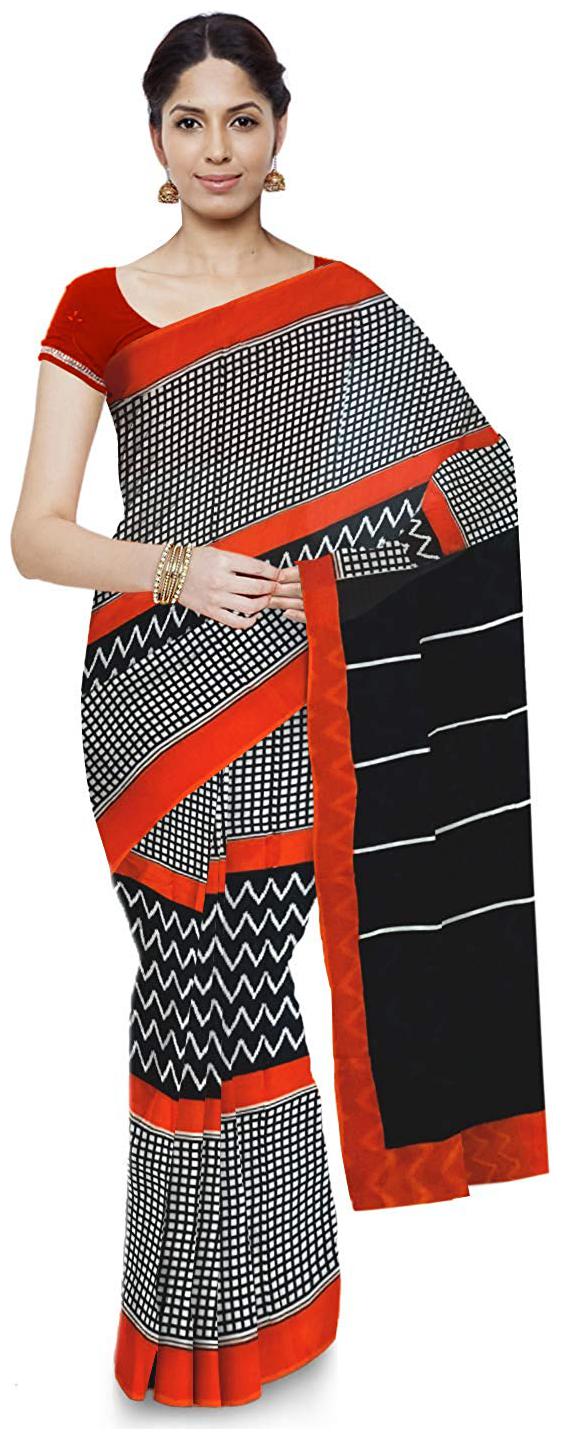 

NIKHILAM Grey Striped Universal Designer Saree With Blouse With blouse