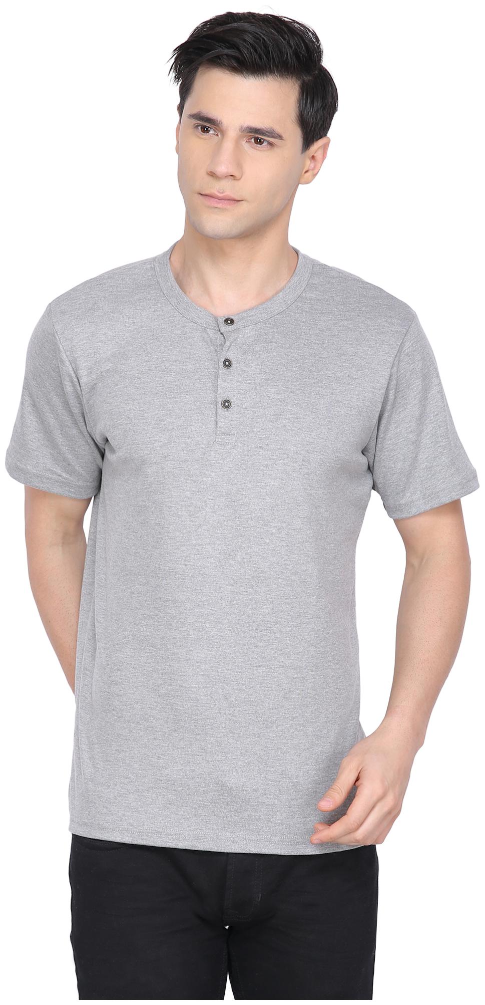 

Nimble Men Grey Regular fit Cotton Henley neck T-Shirt - Pack Of 1