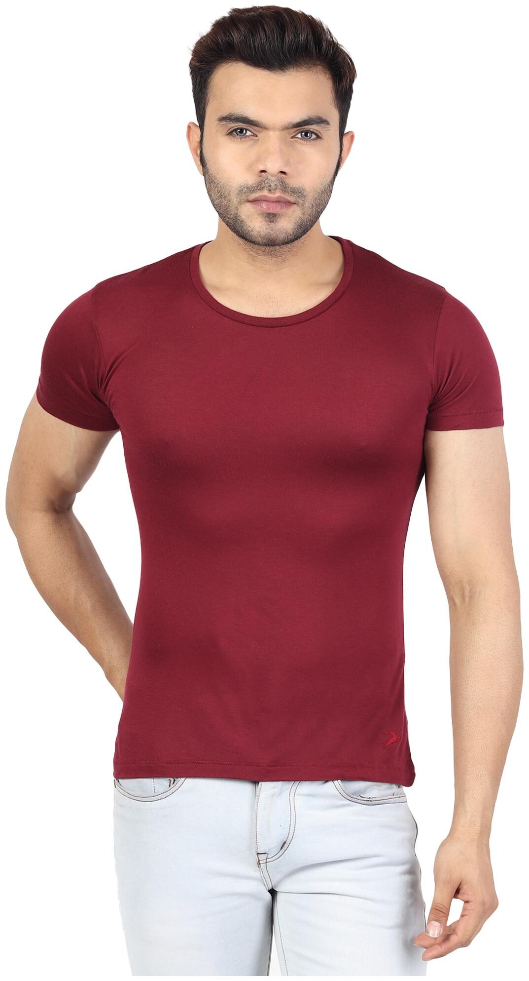 

Nimble Men Maroon Regular fit Modal Round neck T-Shirt - Pack Of 1