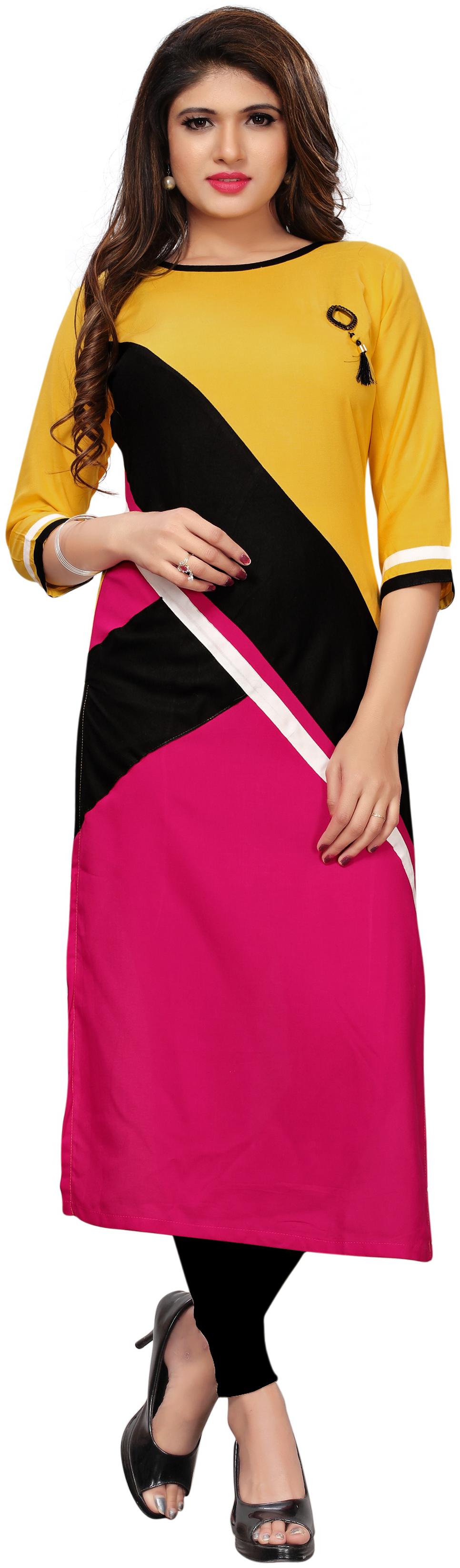 

Nirja Creation Women Yellow Solid Straight Kurti