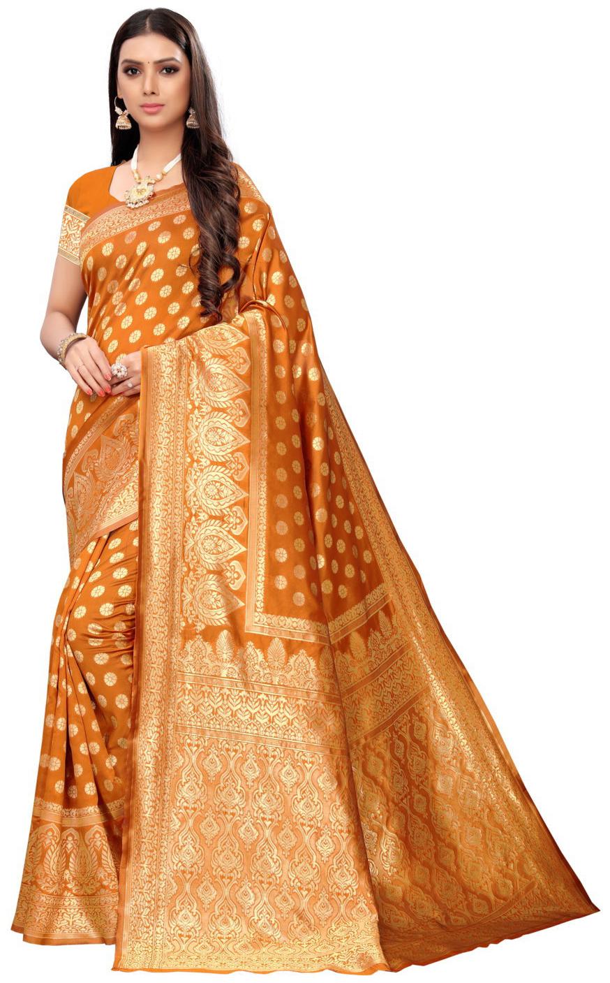 

Nirja Creation Banarasi Cotton Saree Orange