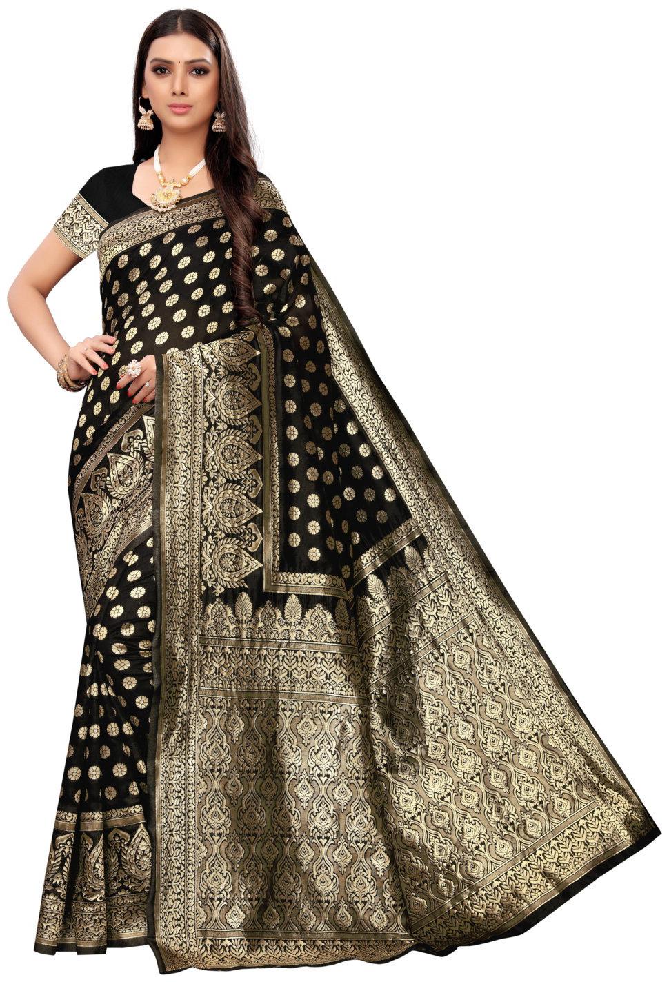 

Nirja Creation Banarasi Cotton Saree Black
