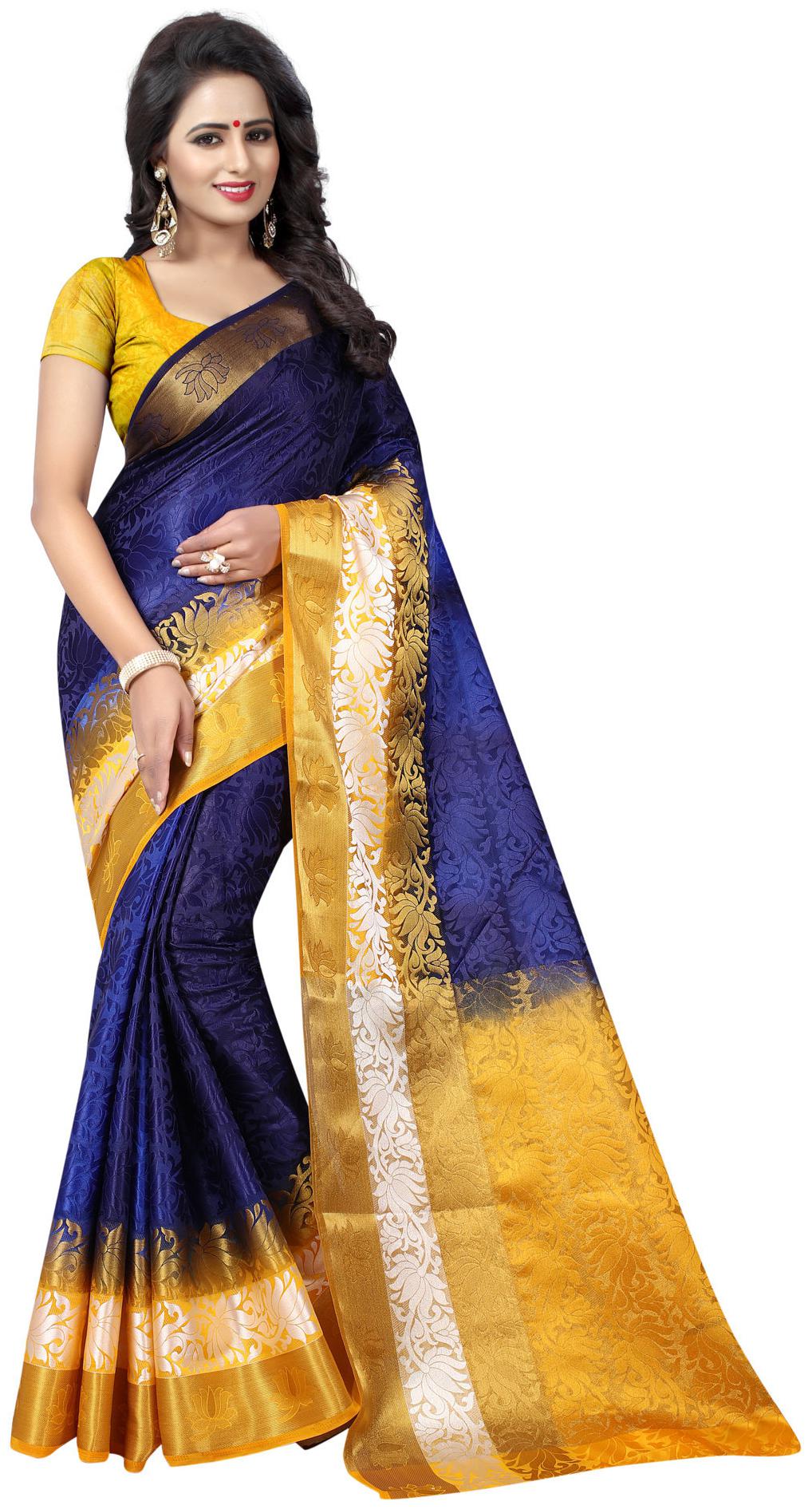 

Nirja Creation Women Artificial Silk Party Wear Designer Saree With Blouse Color Blue
