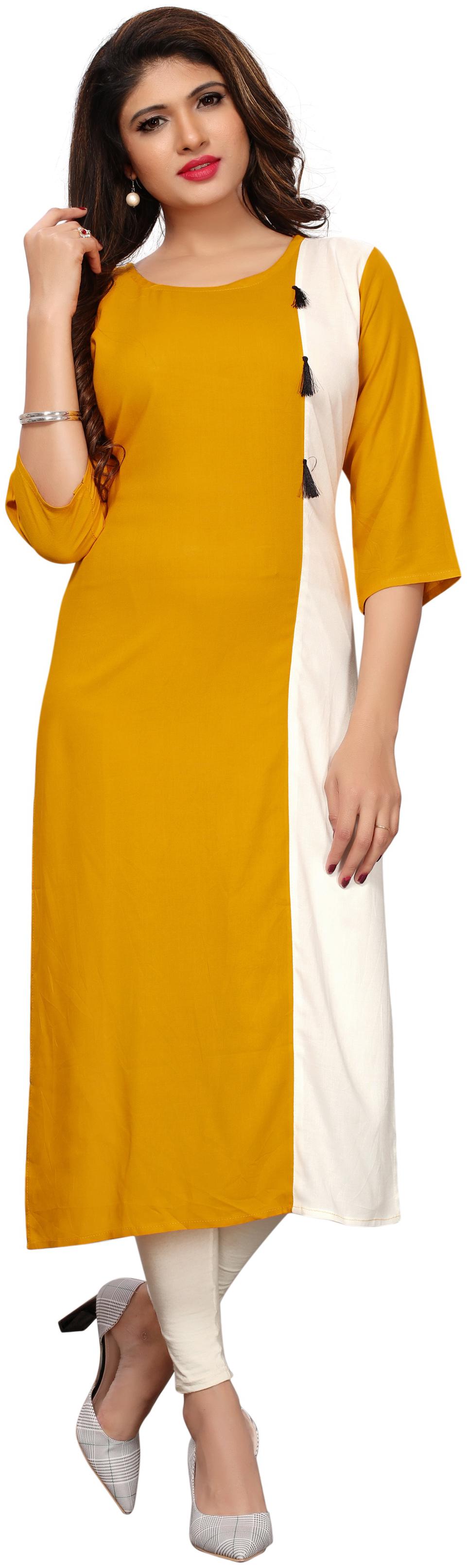 

Nirja Creation Women Yellow Solid Straight Kurti