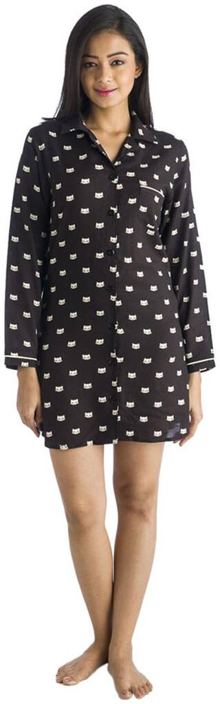 Nite Flite Black AndWhite Rayon Night Shirt