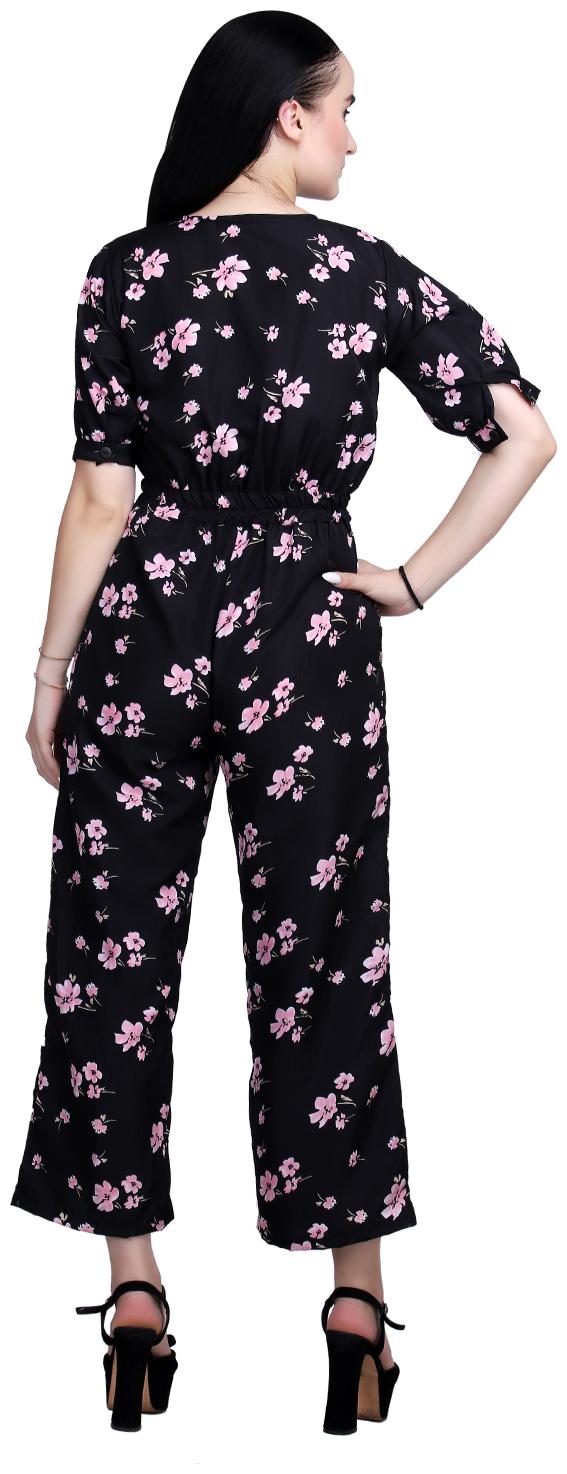 

NONNI FASHION Floral Jumpsuit - Black