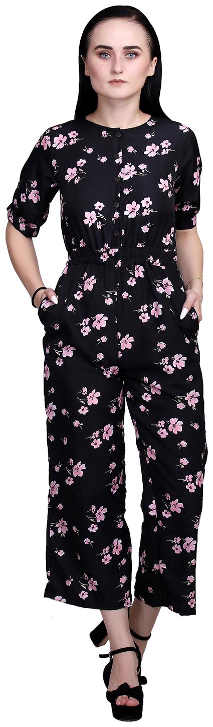 

NONNI FASHION Floral Jumpsuit - Black
