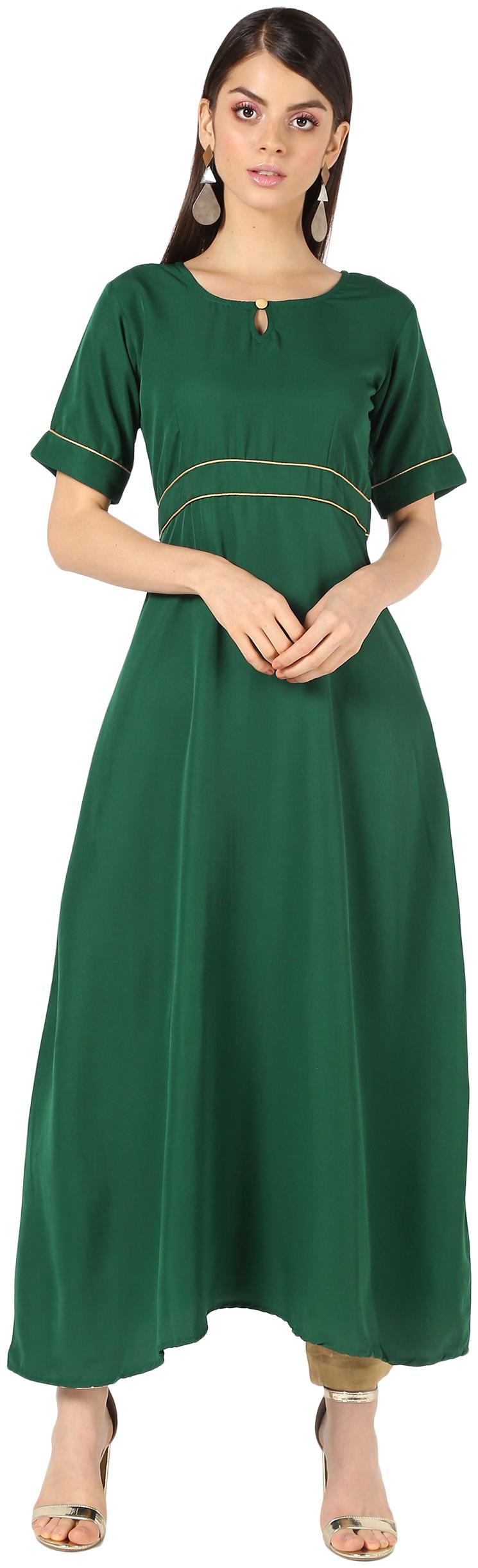 

NOWT Crepe Festive Women Kurta GREEN