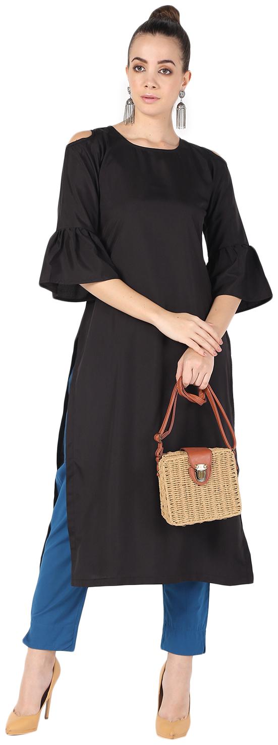 

NOWT Crepe Festive Women Kurta Black