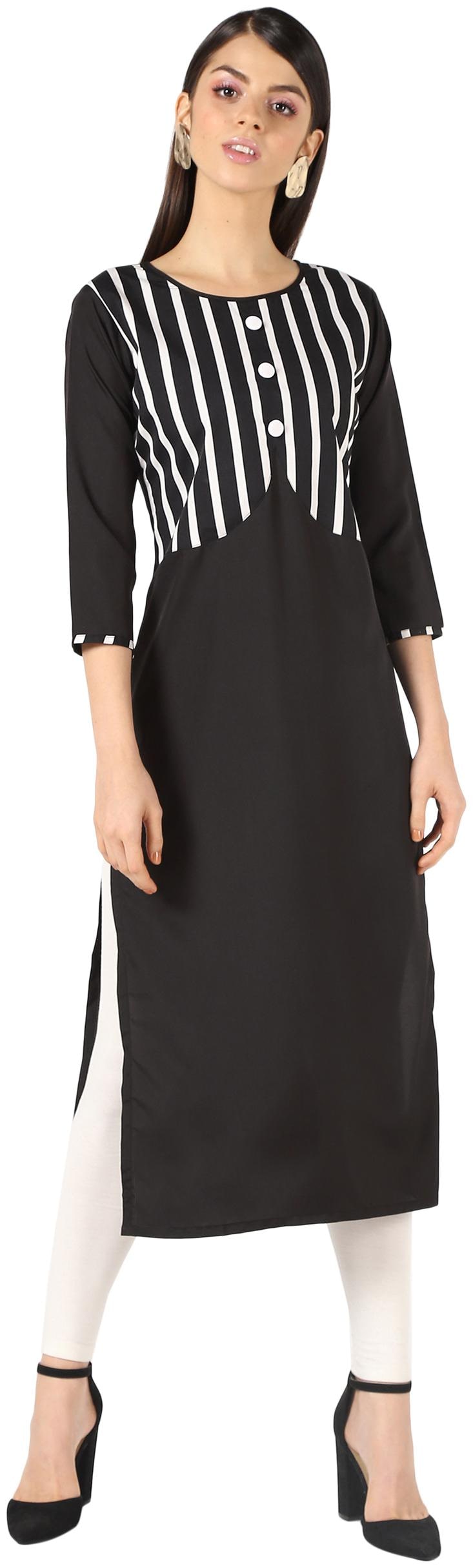 

NOWT Women Crepe A Line Kurta -Black