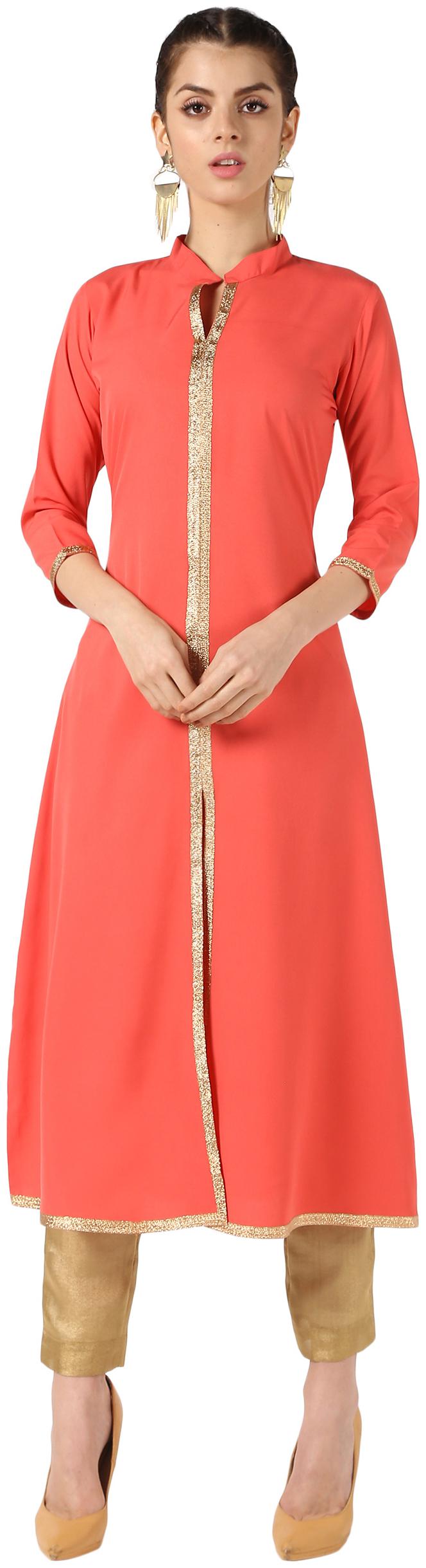 

NOWT Women Rayon A Line Kurta -Pink