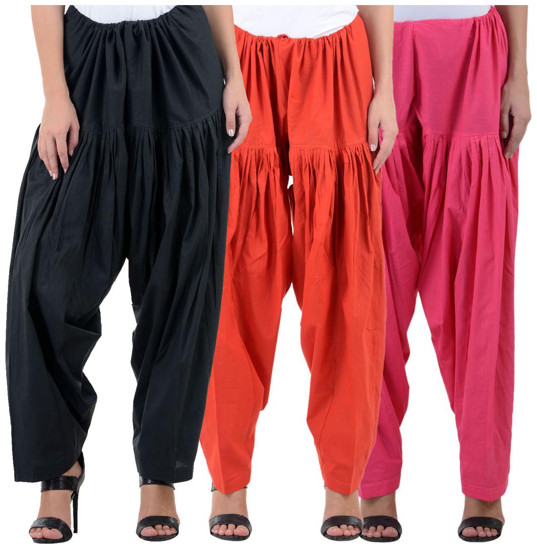 

NumBrave MultiColor Cotton Fit Pack Of 3 Patiala Salwar