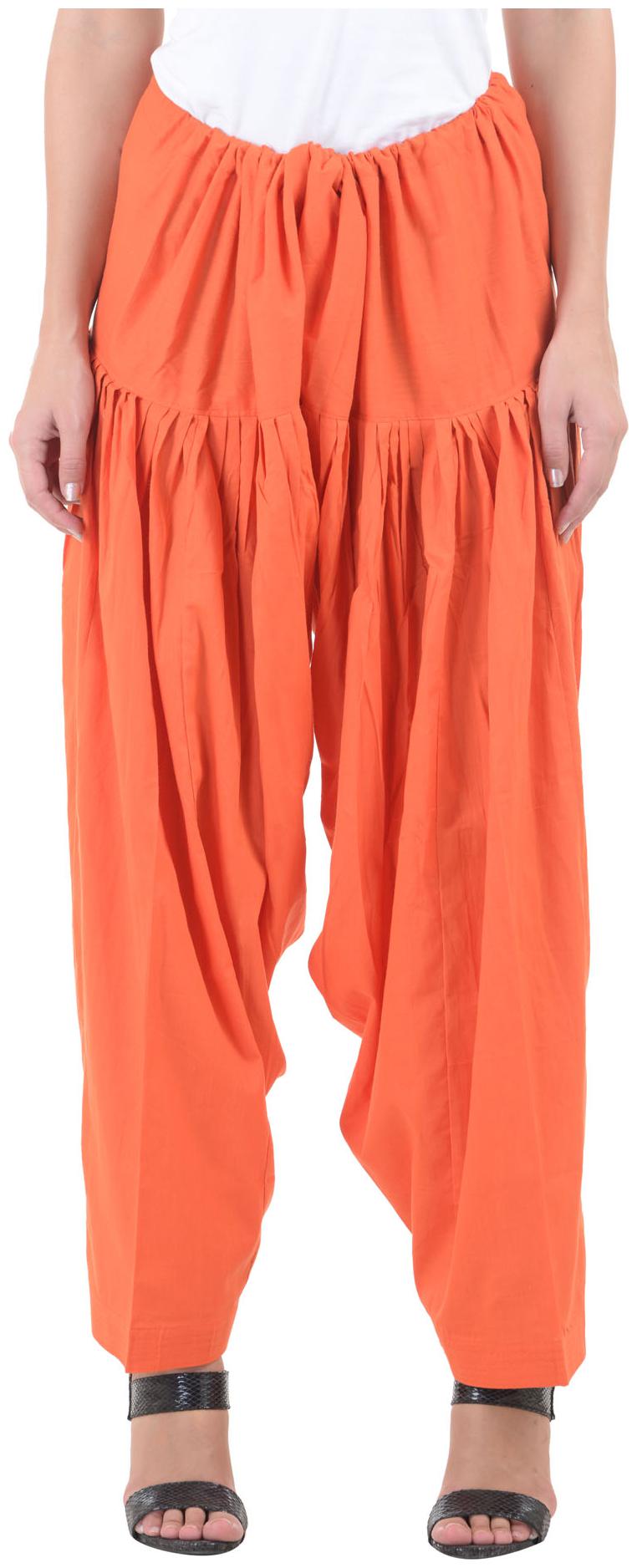 

NumBrave Orange Cotton Fit Patiala Salwar