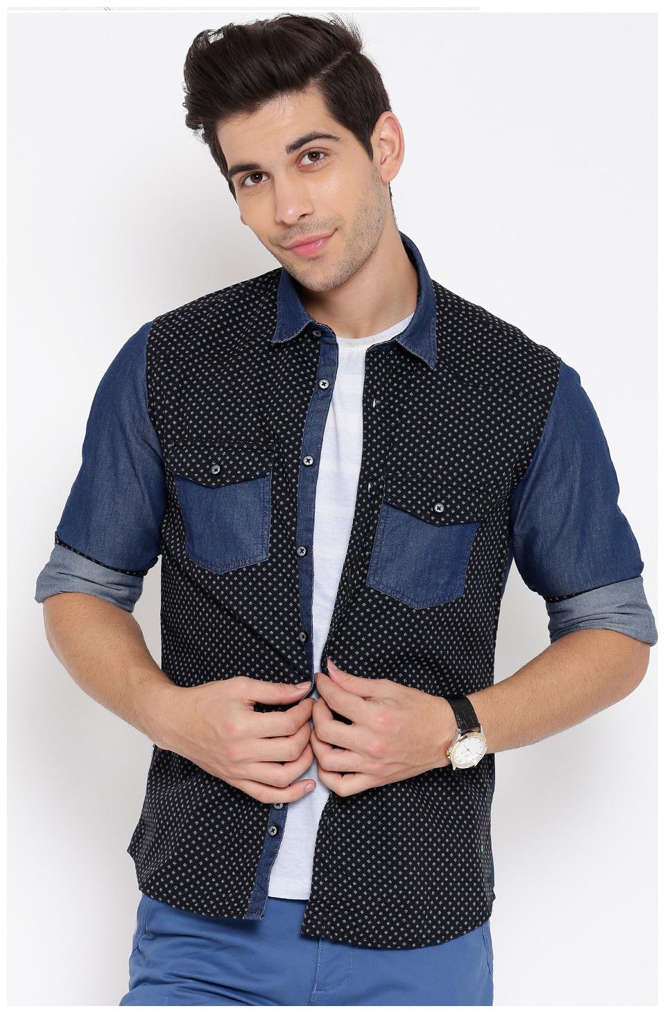 

Numero Uno Men Black Colorblocked Slim Fit Casual Shirt