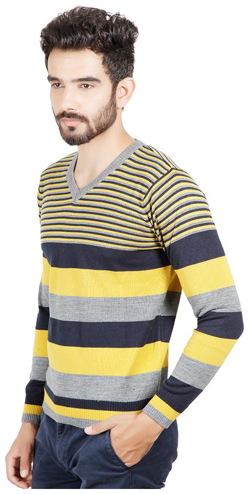 

Numero Uno Grey Yellow Full Sleeves Sweater