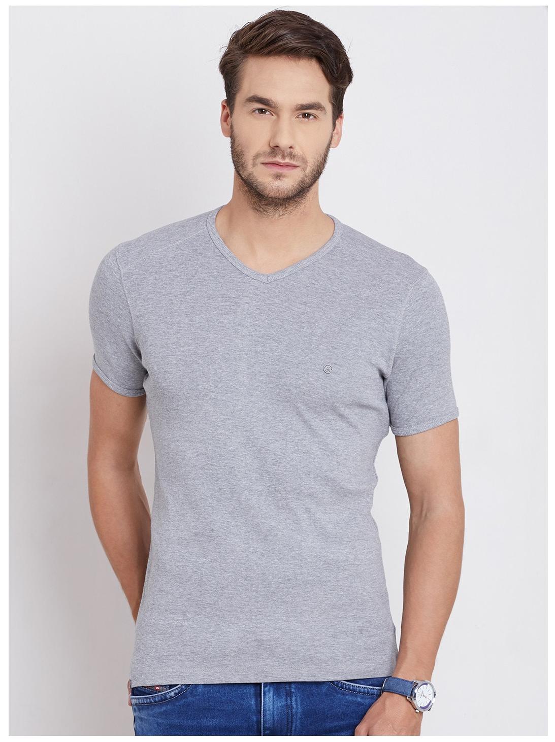 

Numero Uno V-neck grey milange t-shirt with metal logo