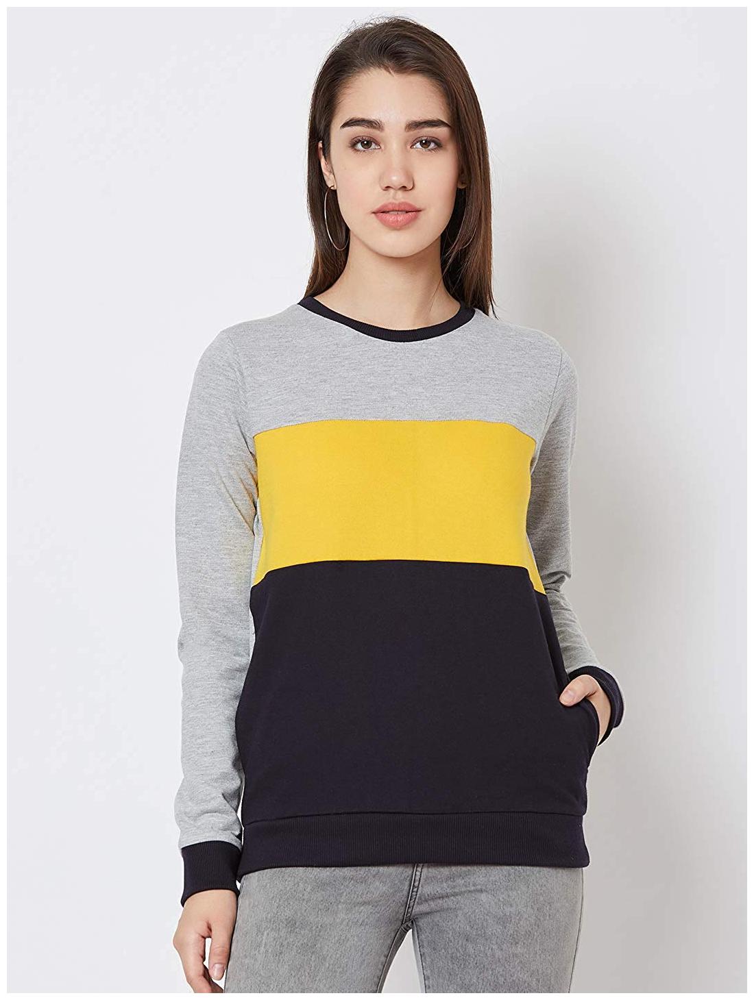 

NUN Blended Color-Blocked Multi Color Sweatshirt for Women