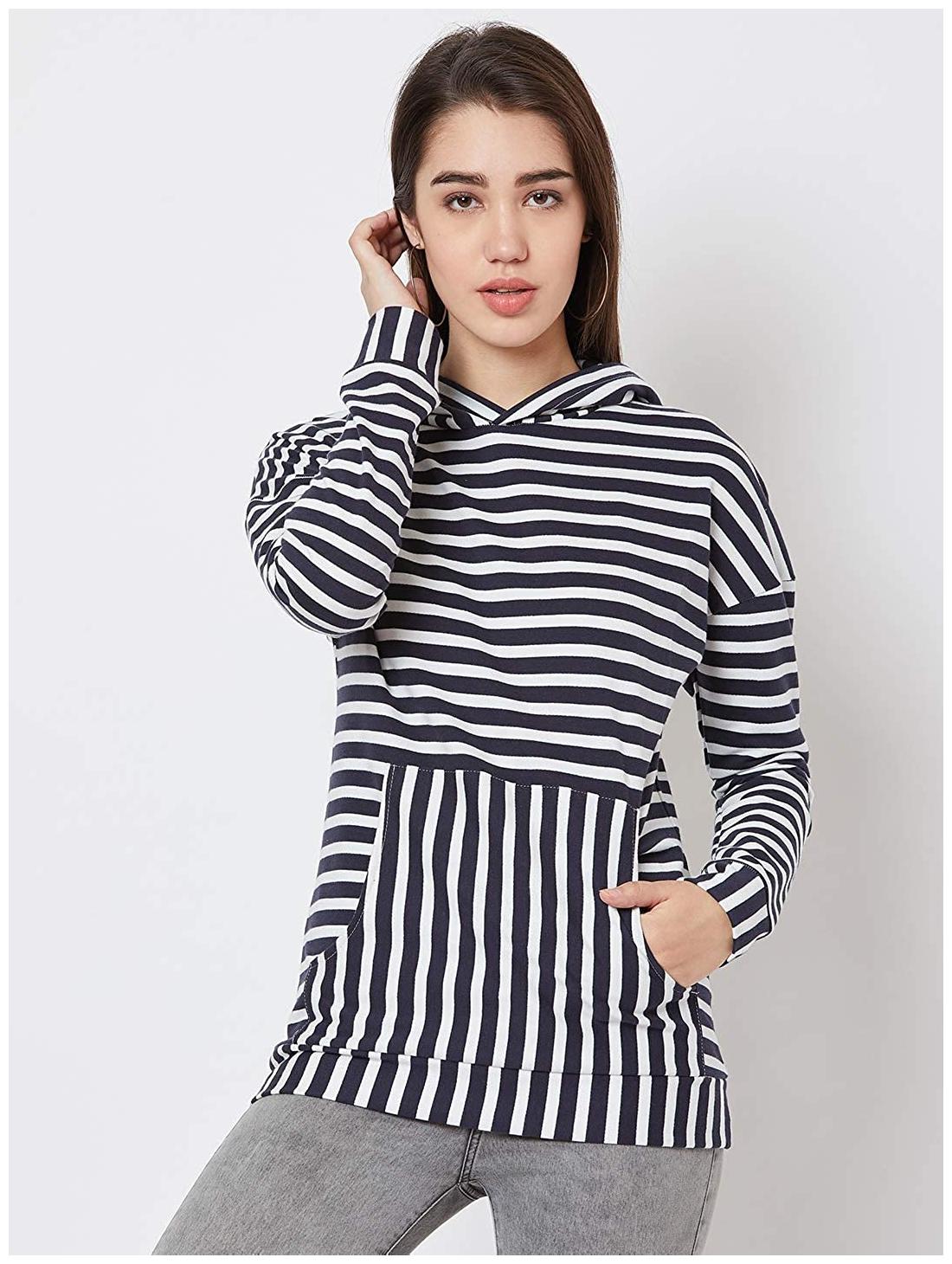 

NUN Women Striped Hoodie - Blue White