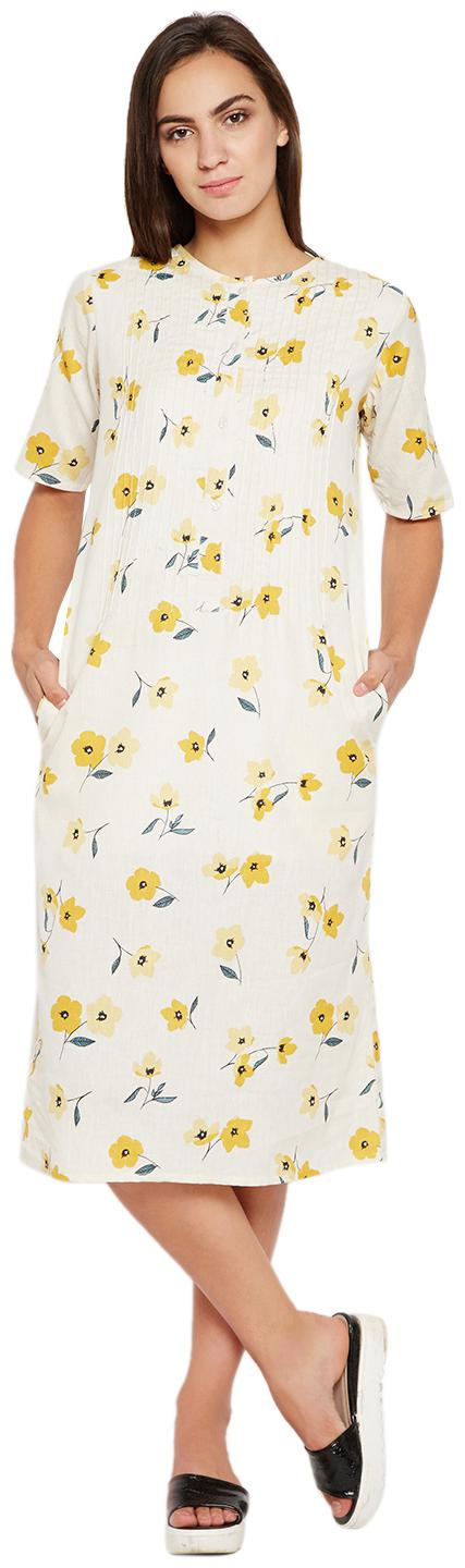 

NUN Beige Printed A-line dress