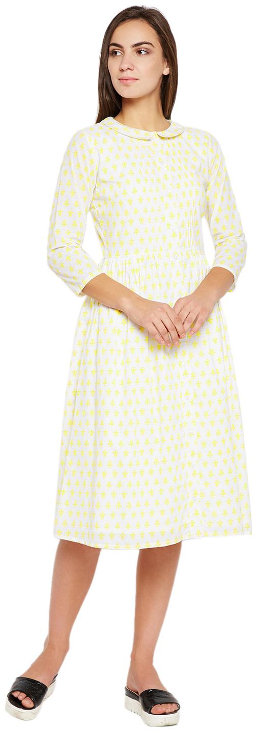 

NUN Yellow Printed Fit flare dress