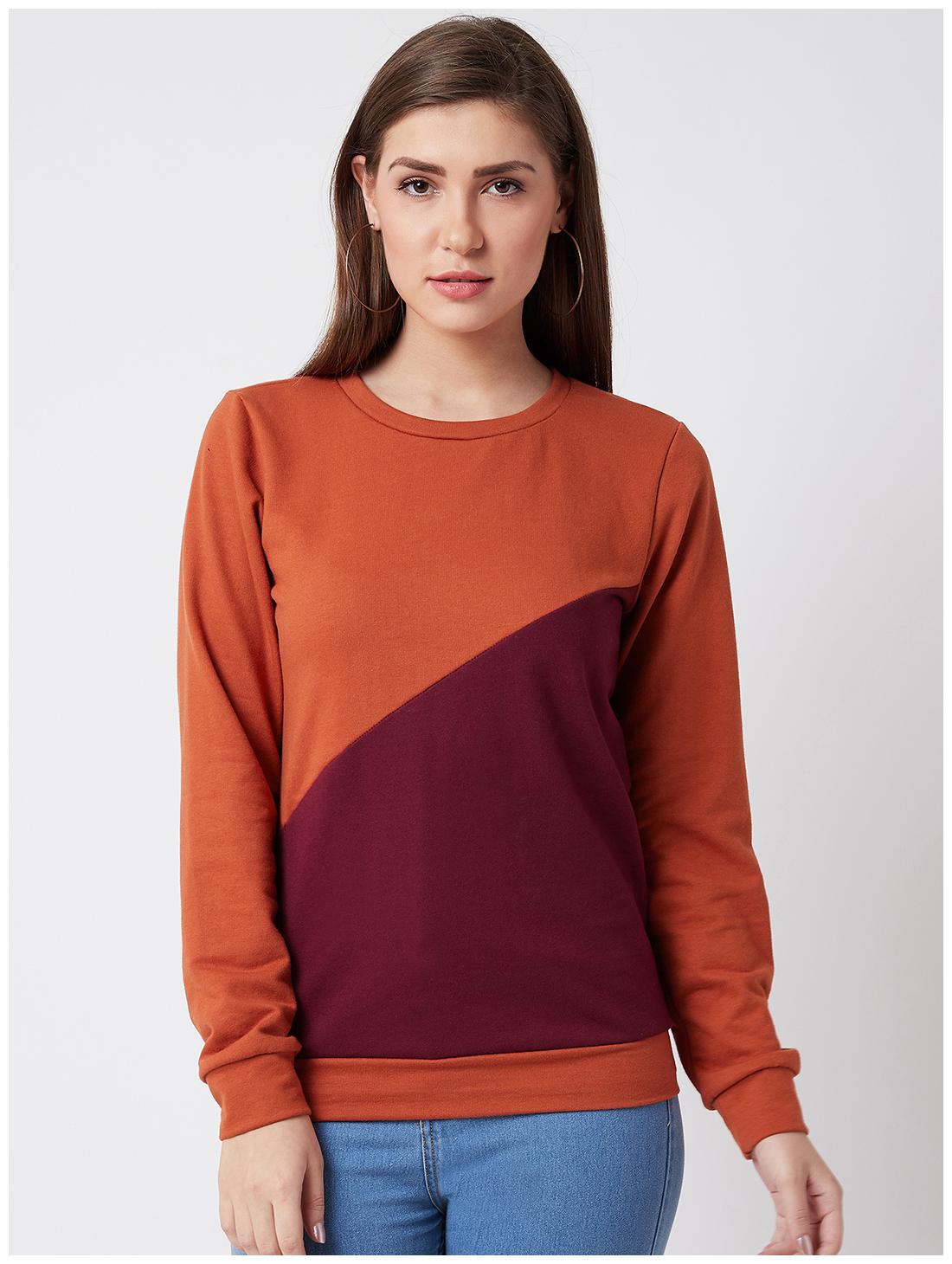 

NUN Fashion Women Regular Fit Sweatshirt Orange Maroon
