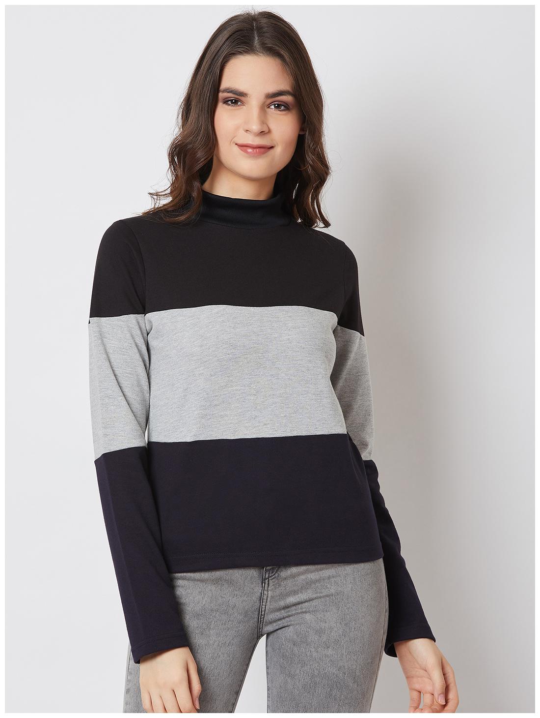 

NUN Fashion Women Regular Fit Sweatshirt Black Grey