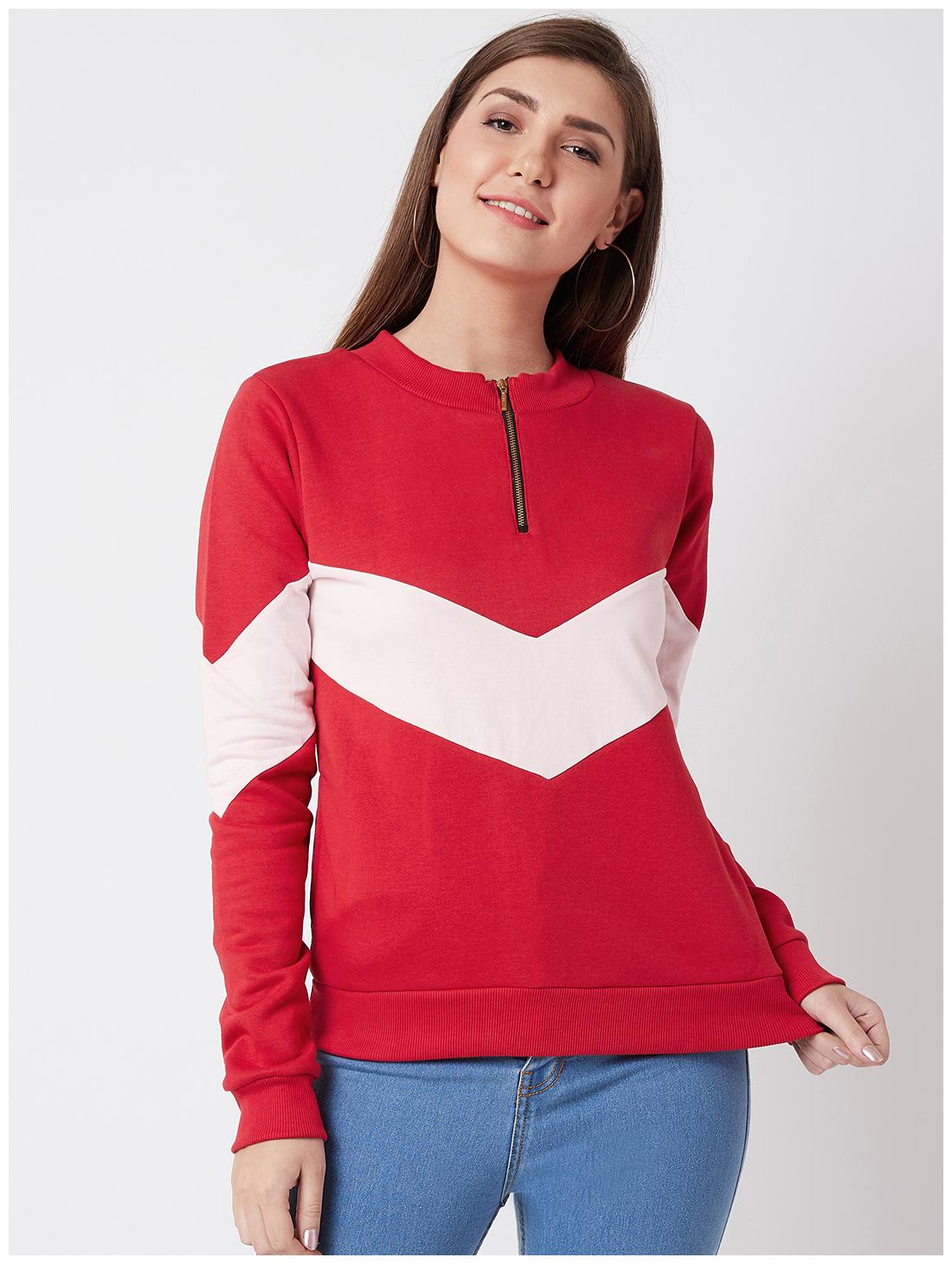 

NUN Fashion Women Regular Fit Sweatshirt Red White