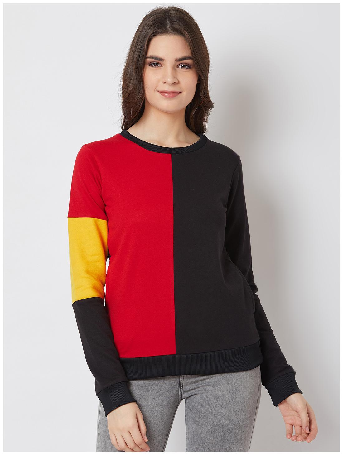 

NUN Fashion Women Regular Fit Sweatshirt Red Black