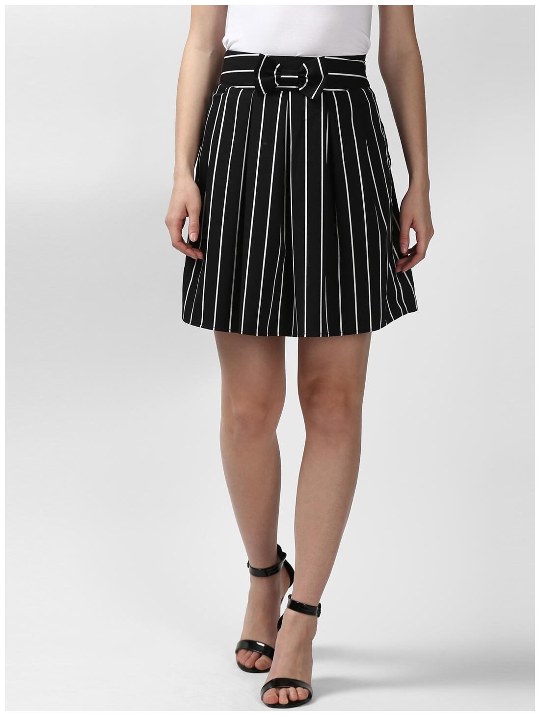 

NUN Striped Flared skirt Mini Skirt - Black