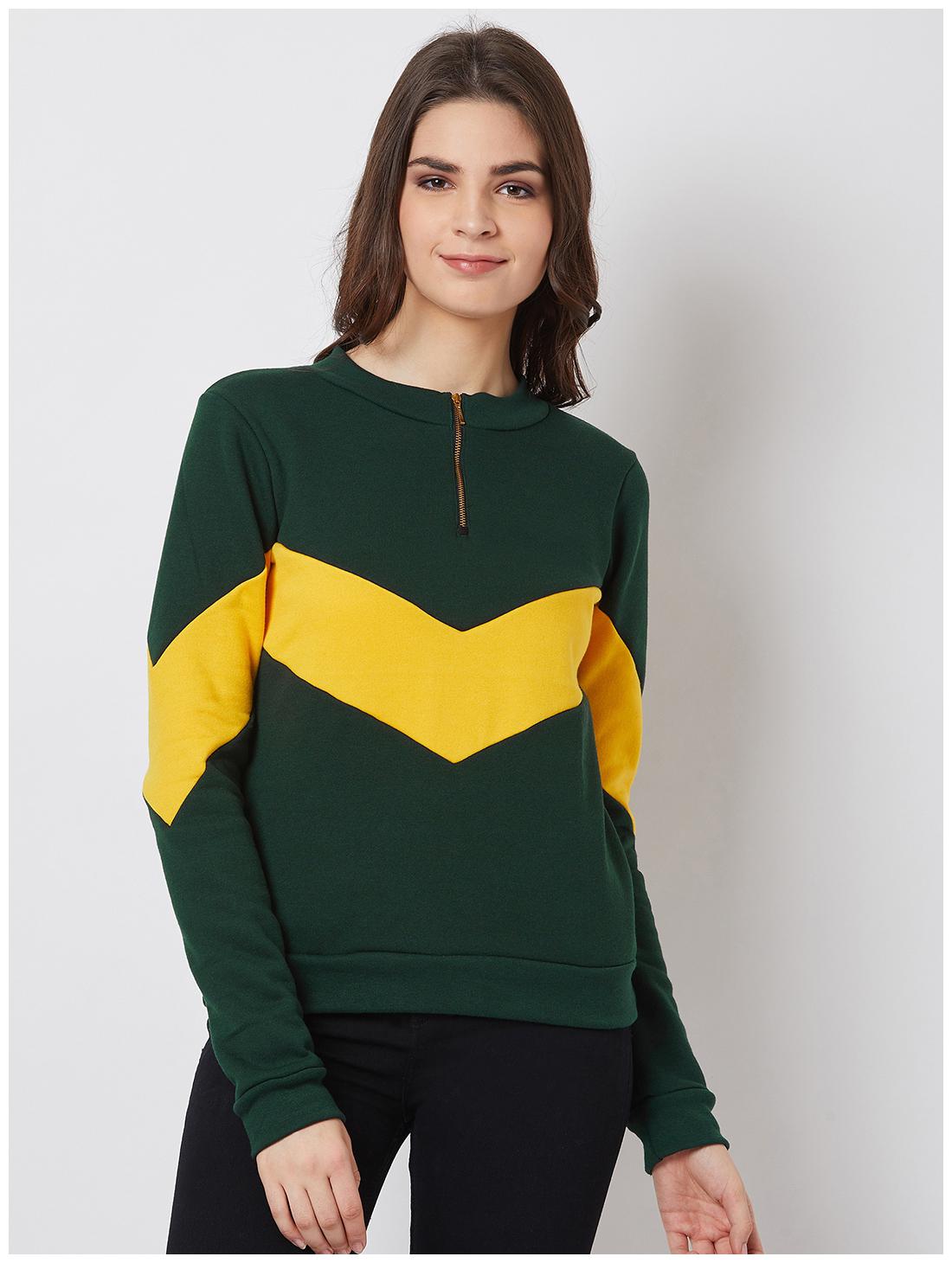 

NUN Fashion Women Regular Fit Sweatshirt Green Yellow