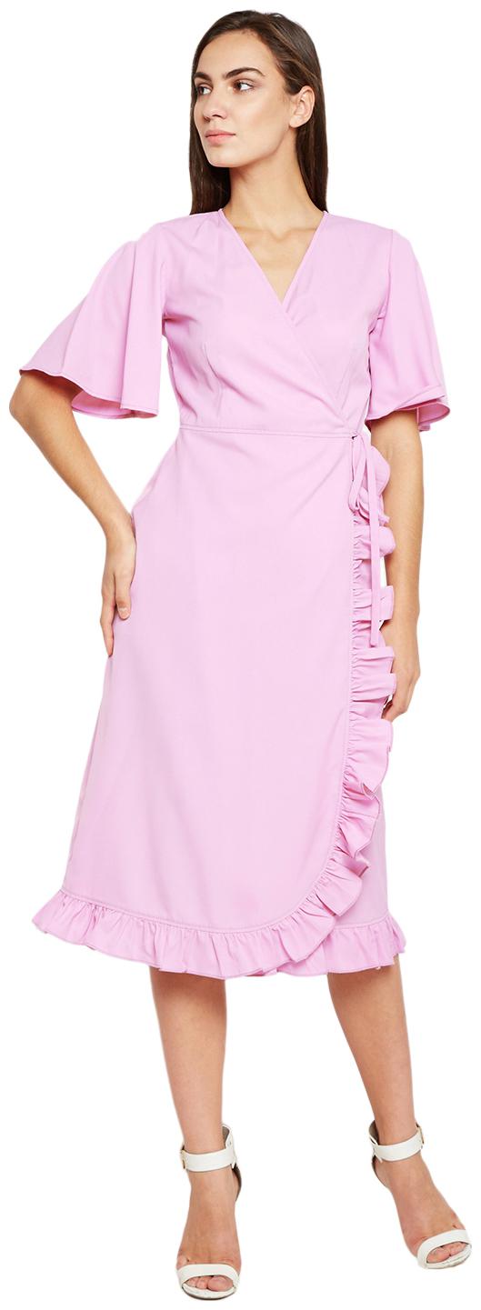 

NUN Pink Solid Wrap dress