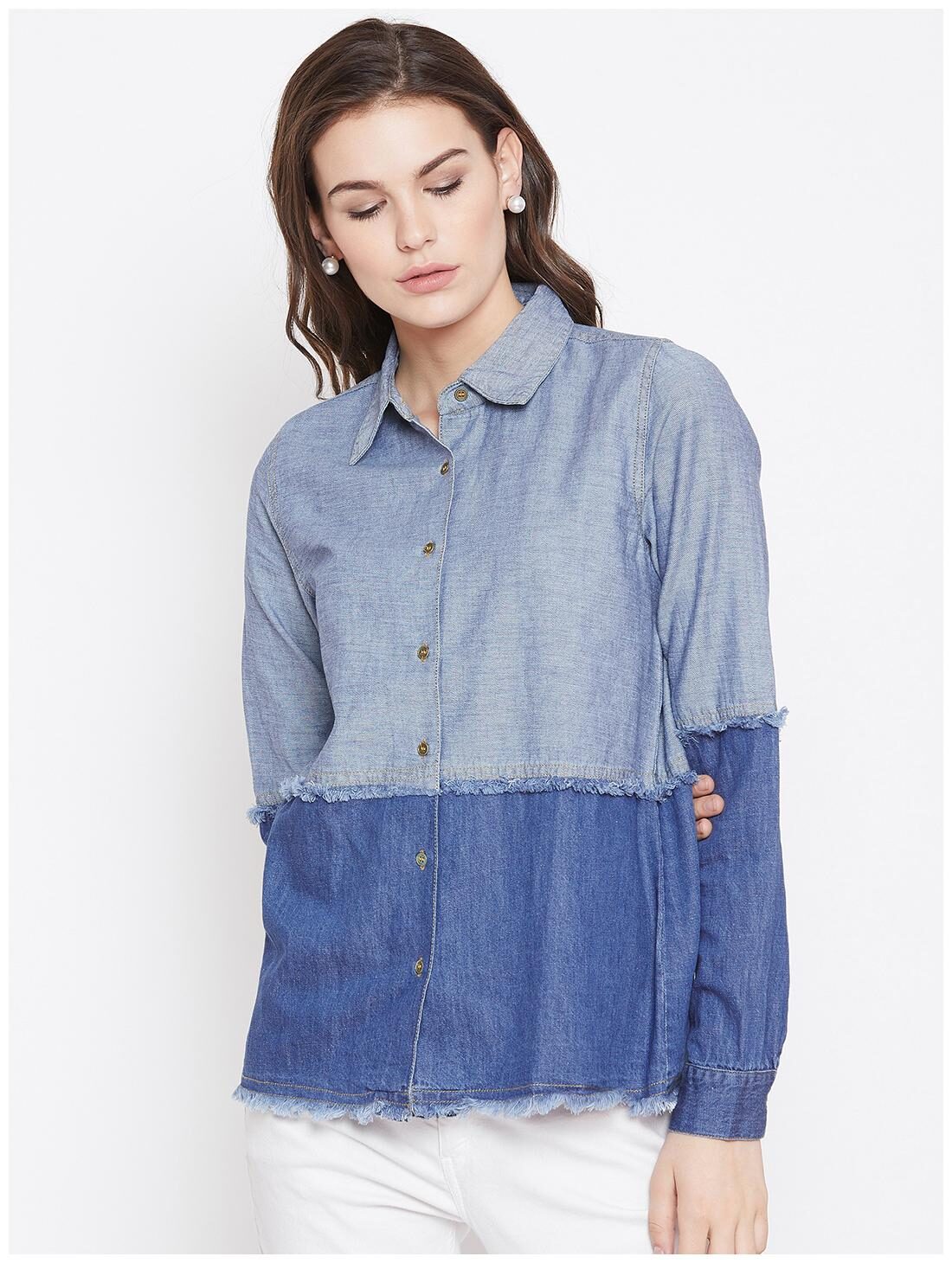 

NUN Women Blue Solid Regular Fit Shirt