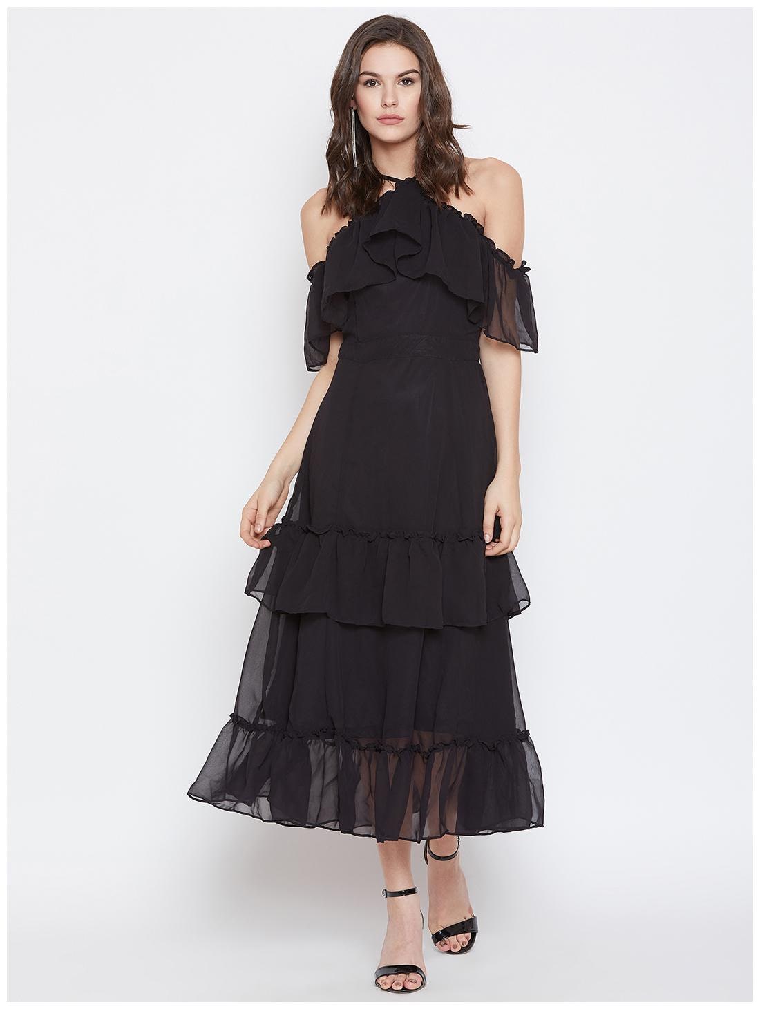

NUN Black Solid Maxi dress
