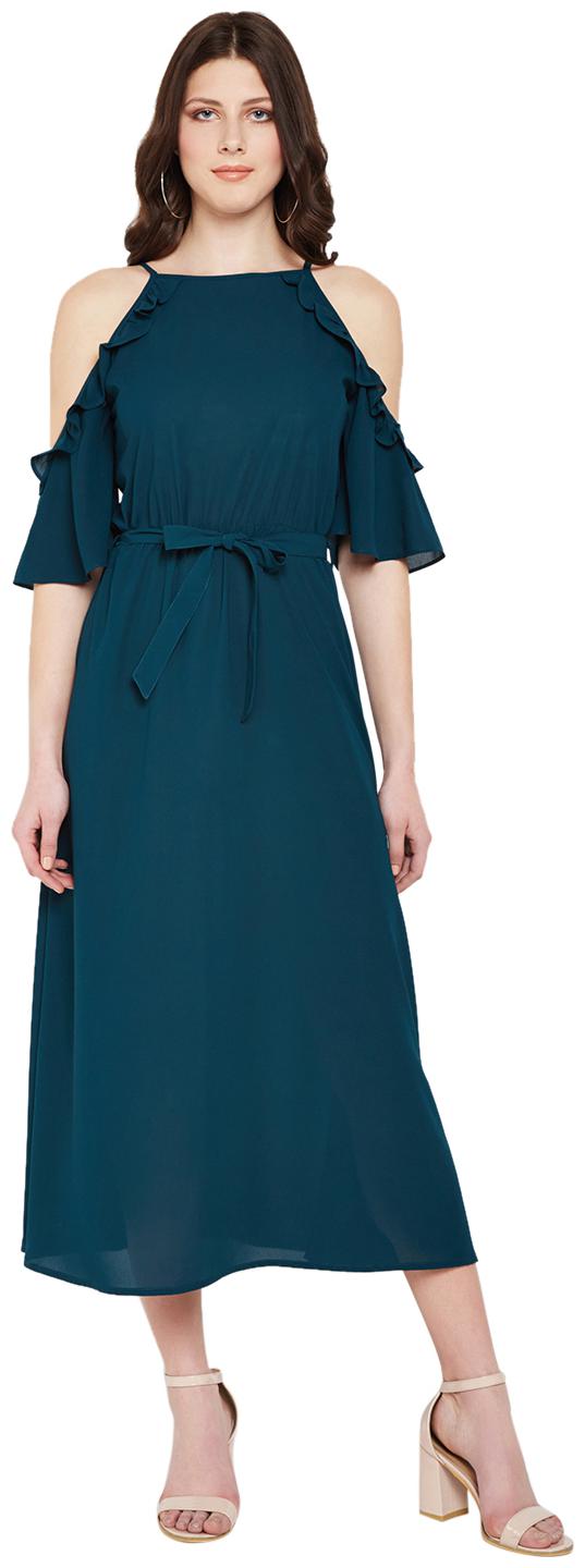 

NUN Turquoise Solid Fit flare dress
