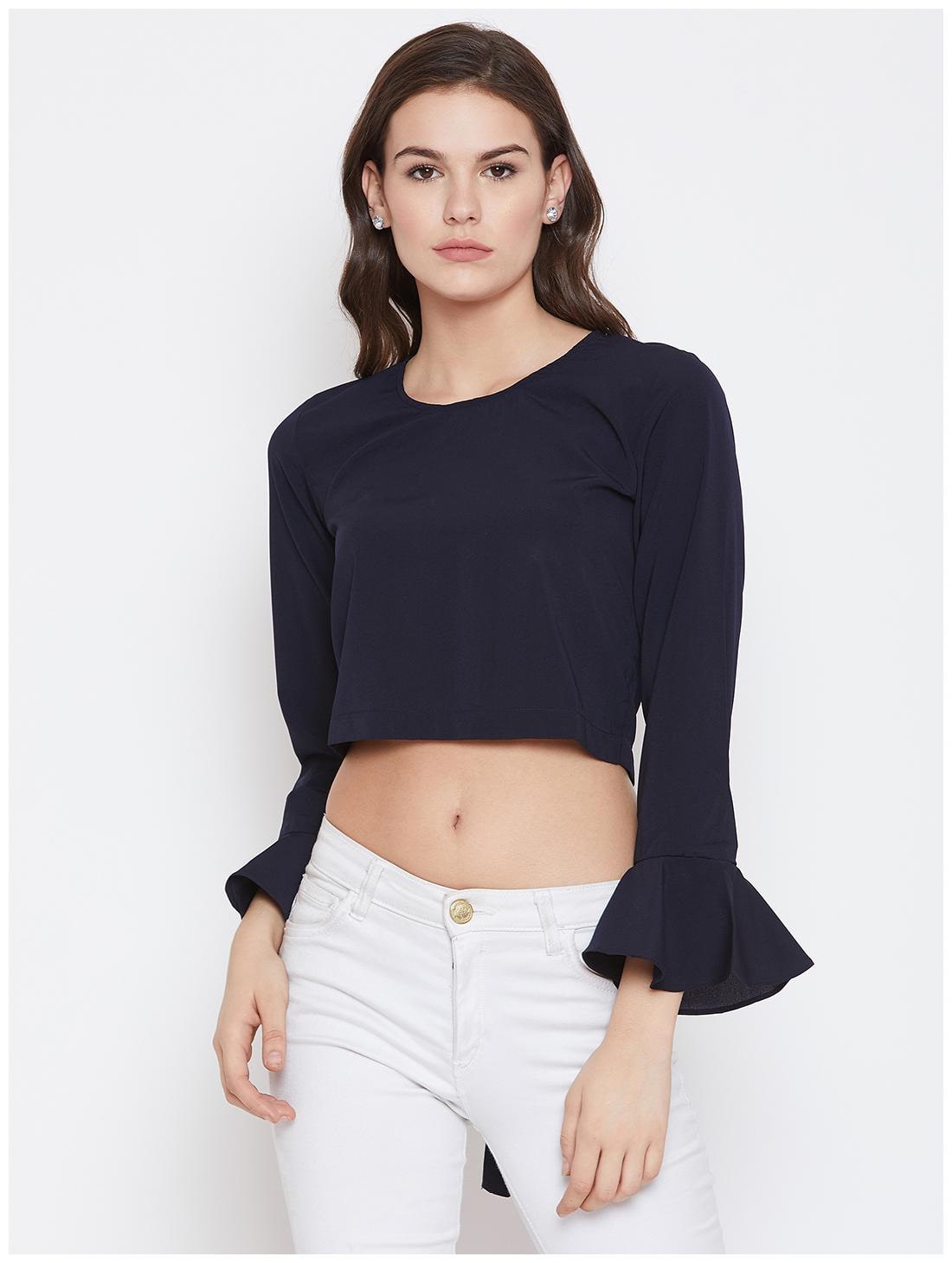 

NUN Women Solid Blouson top - Blue