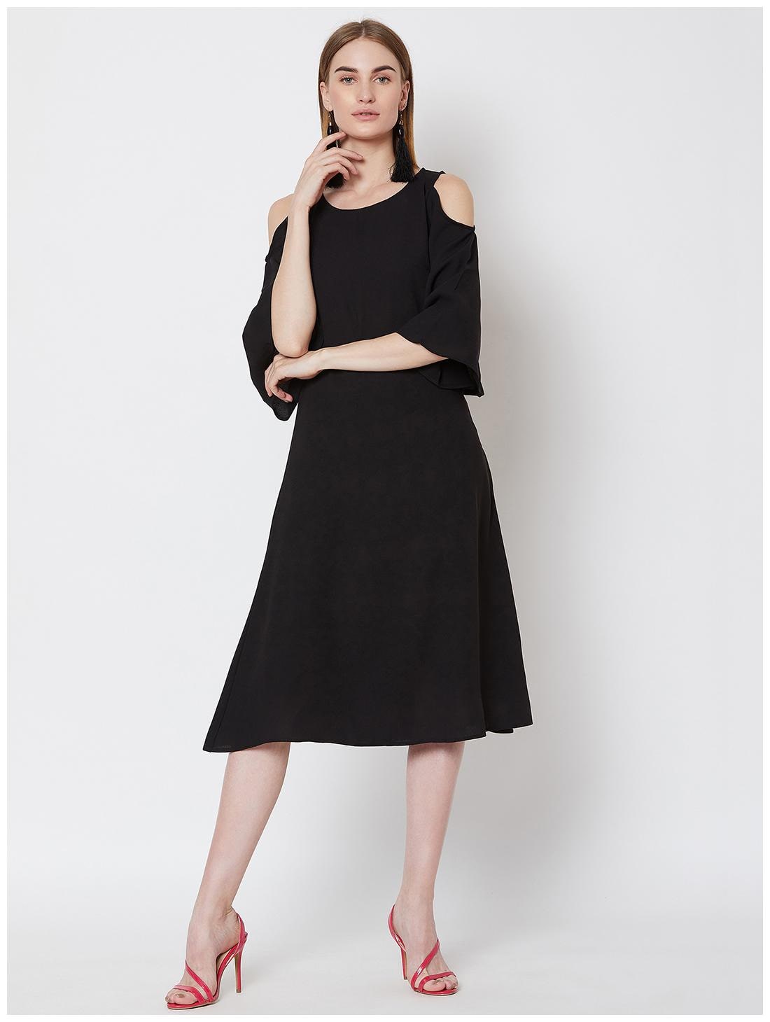 

NUN Black Solid A-line dress