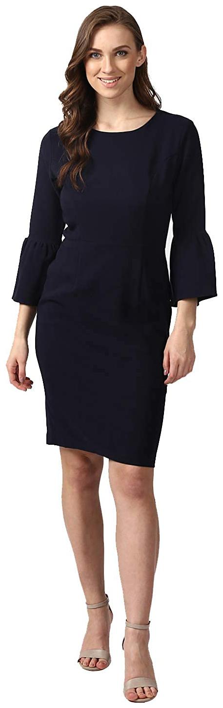 

NUN Blue Solid Sheath dress