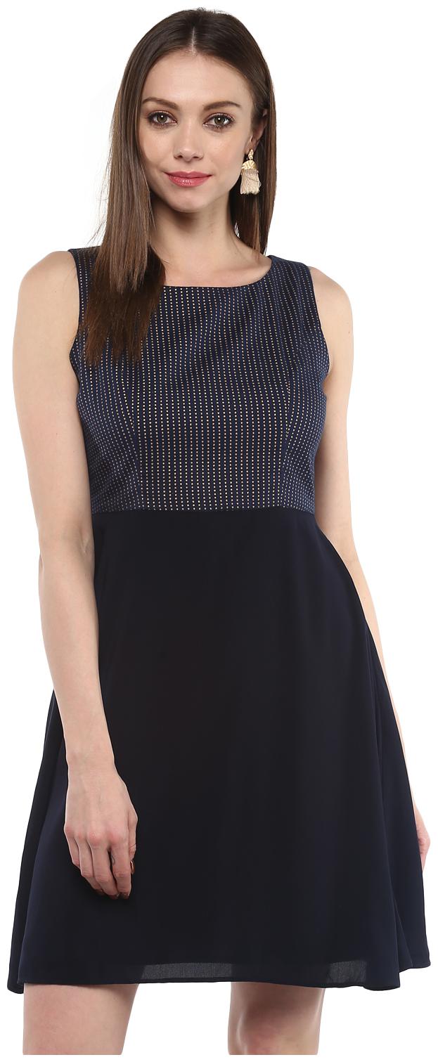 

NUN Blue Printed Fit flare dress