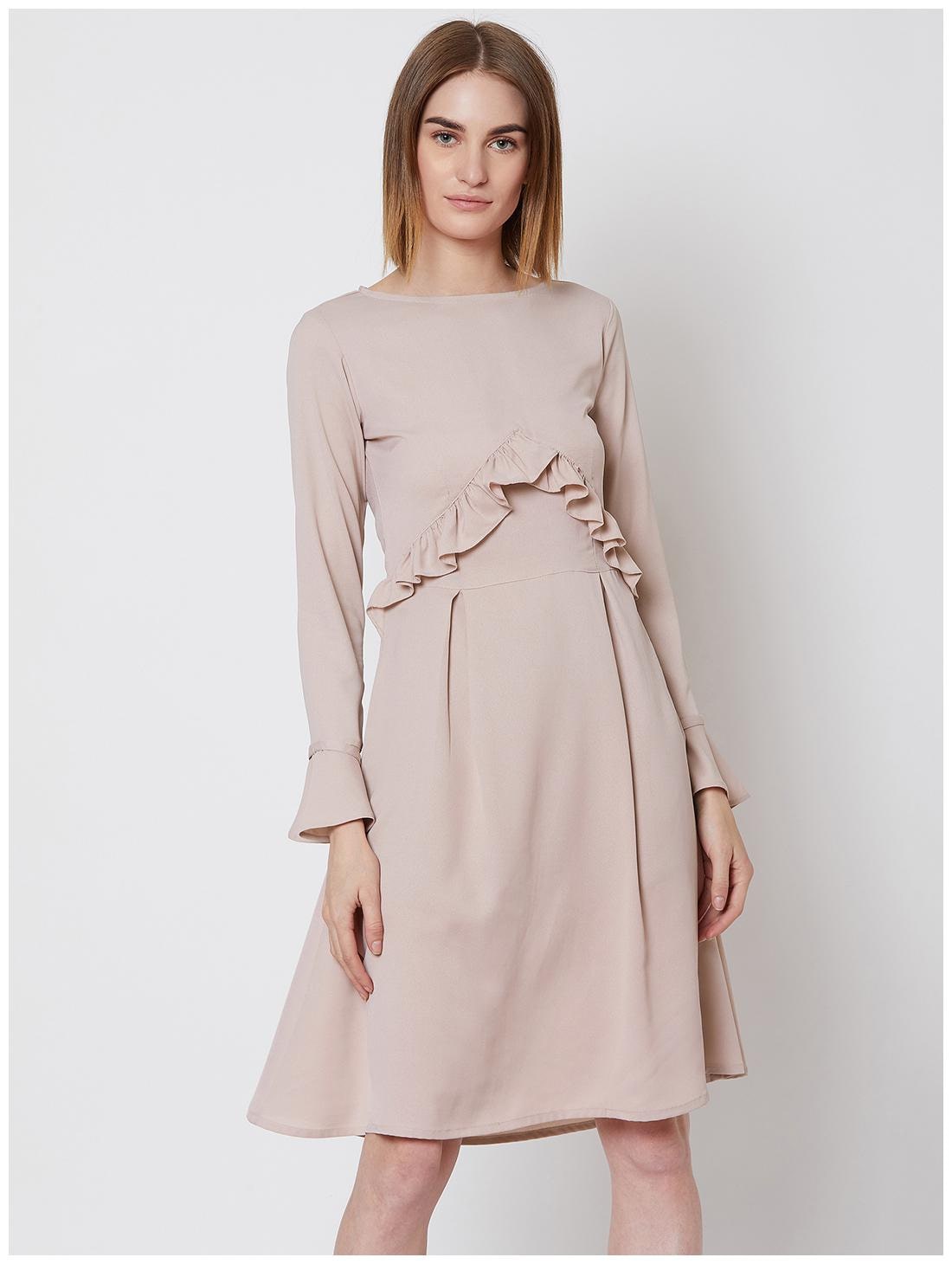 

NUN Peach Solid Fit flare dress